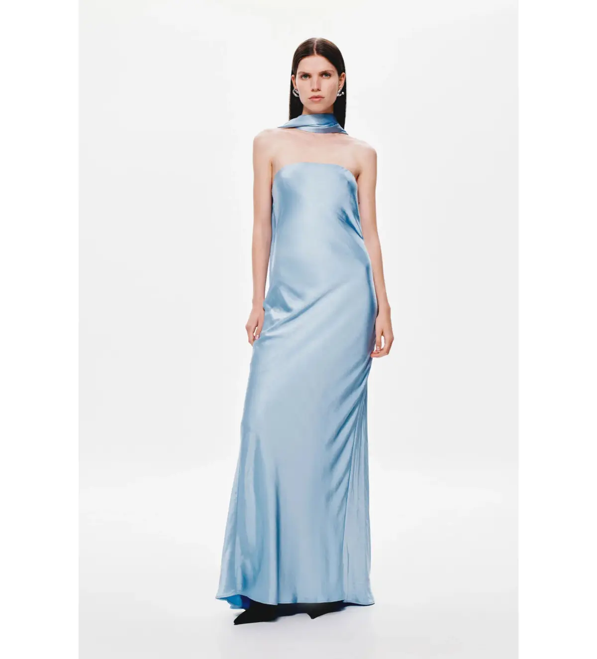 MISHA The Lilia Satin Dress in Blue Size 10 - Image 1