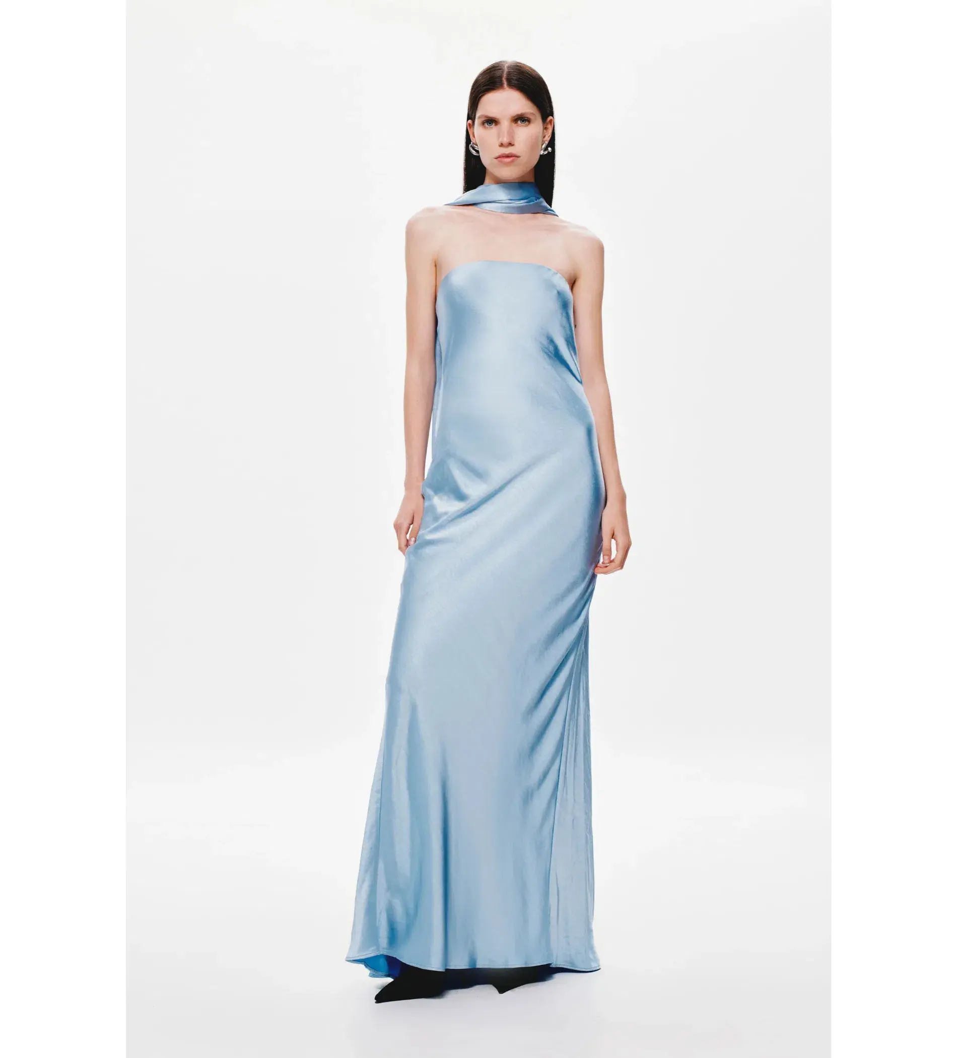 MISHA The Lilia Satin Dress in Blue Size 10 - Image 1