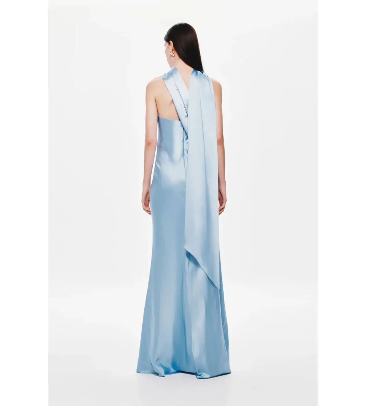 MISHA The Lilia Satin Dress in Blue Size 10 - Image 3