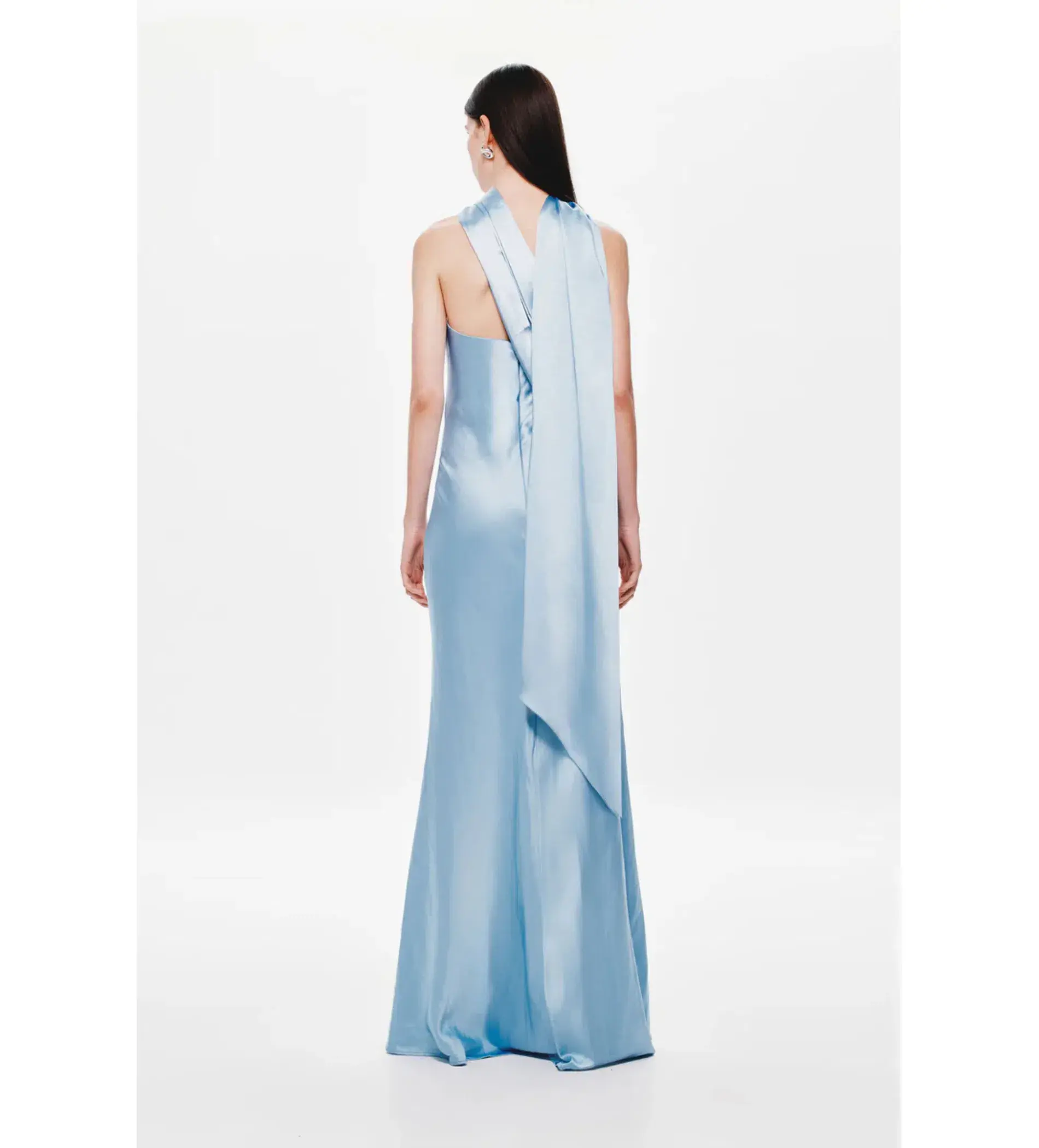 MISHA The Lilia Satin Dress in Blue Size 10 - Image 3
