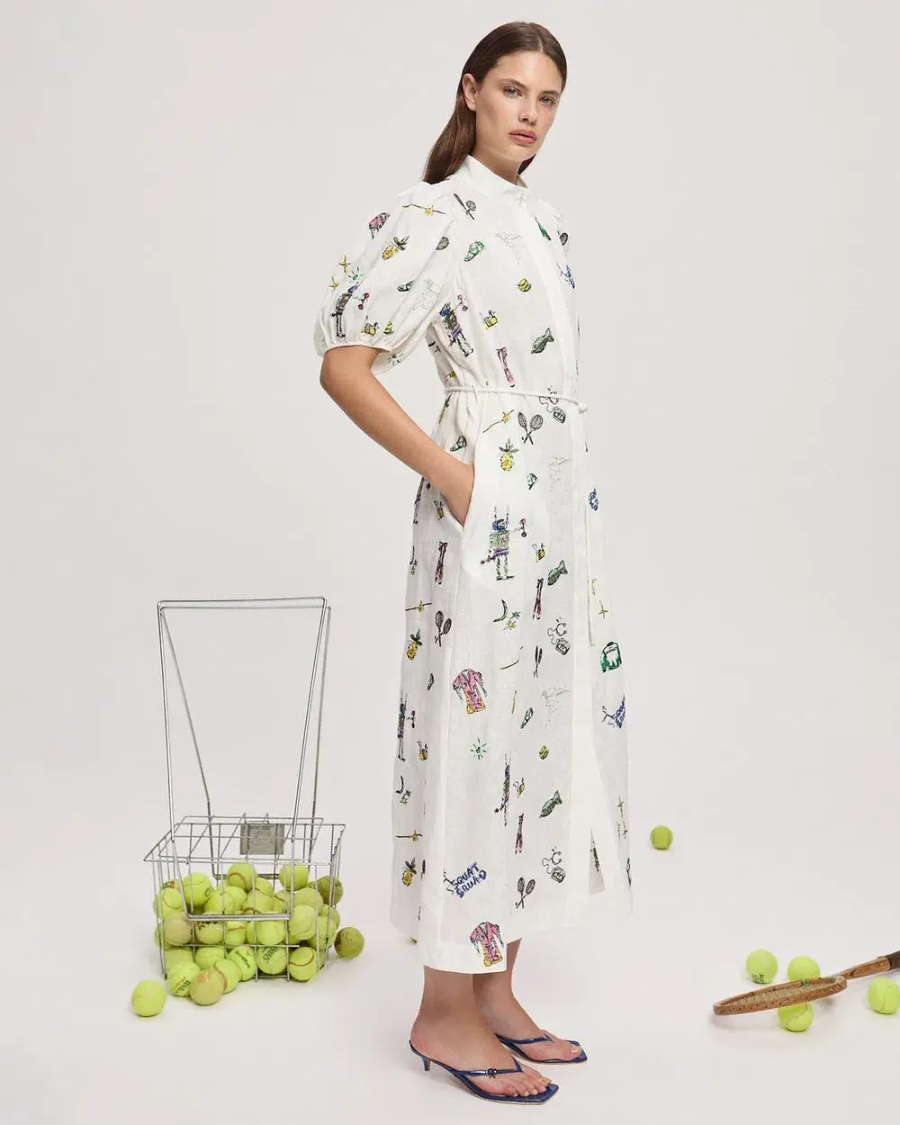 Alemais Play Embroidered Shirtdress in White Size 10 - Image 6