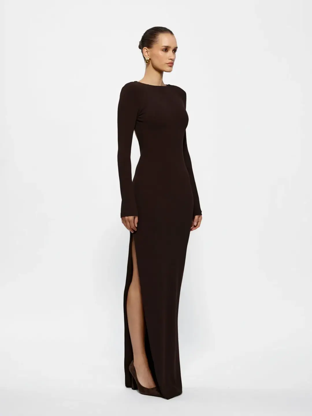 Effie Kats Indie Gown in Coffee Brown Size 8 for rent on The Volte - main image