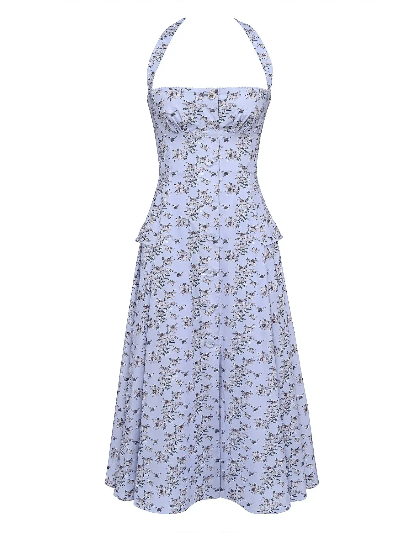 House of CB Claudia Stretch Cotton Halter Neck Midi Dress Bee Floral Size L / AU 12 - Image 4