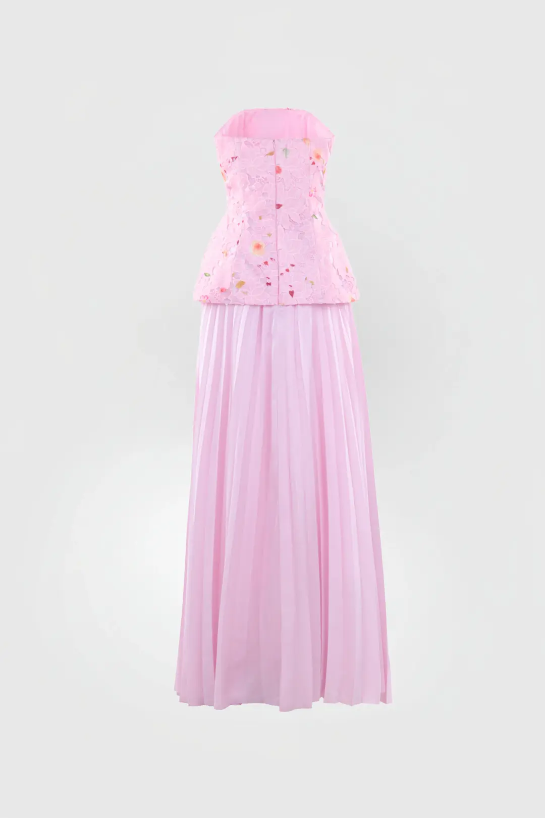 Justin Tong Cascade Pleated Gown Pink Size 12   for rent on The Volte - main image
