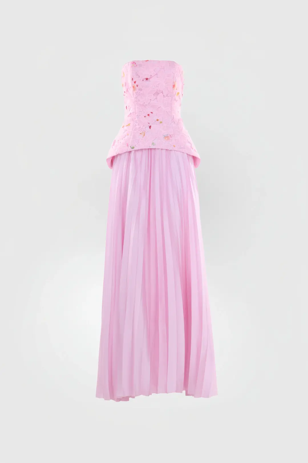 Justin Tong Cascade Pleated Gown Pink Size 12   for rent on The Volte - main image