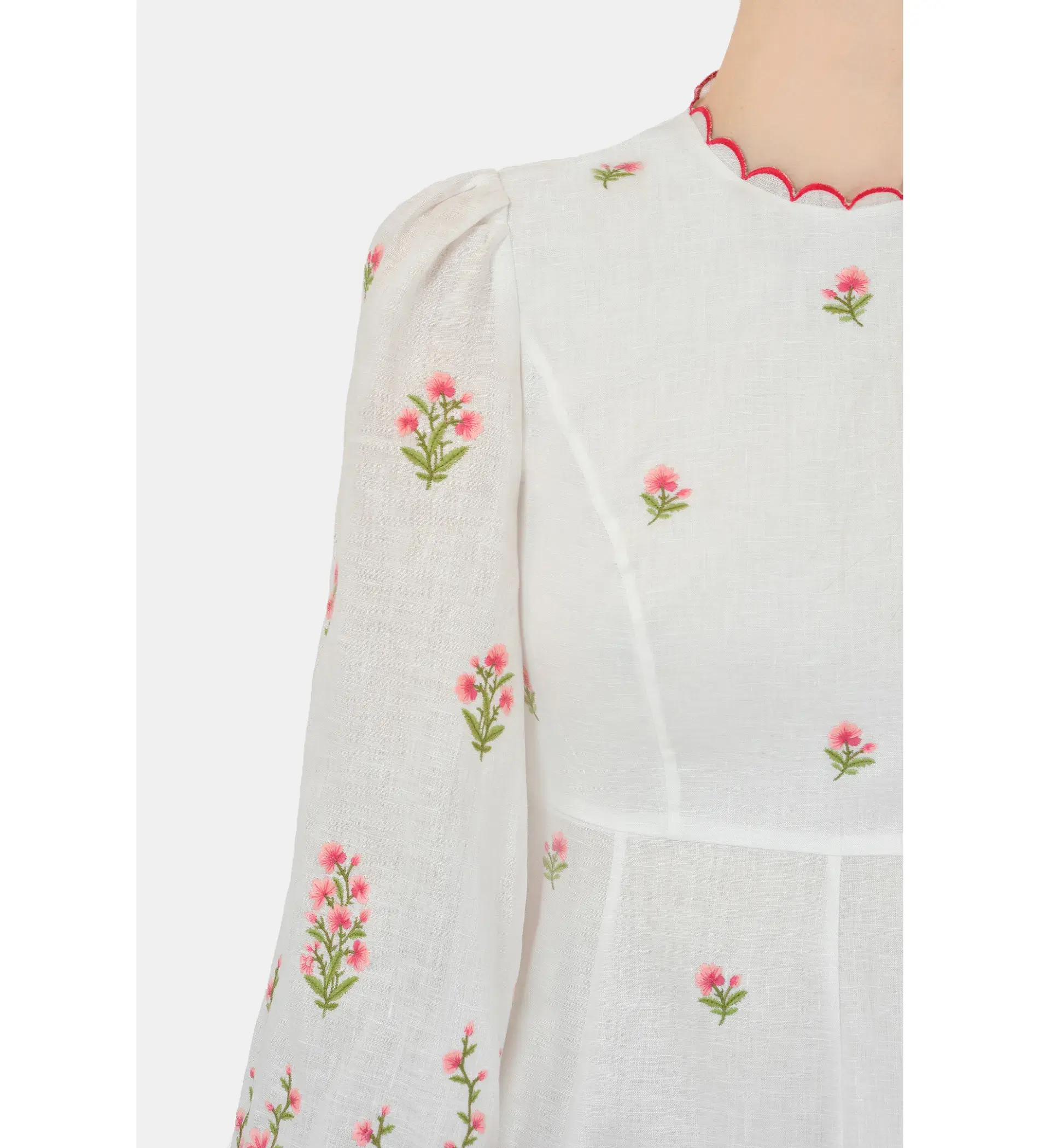 Zimmerman Poppy Floral Midi Dress in Pink Embroidery Size 1 / AU 10 - Image 4