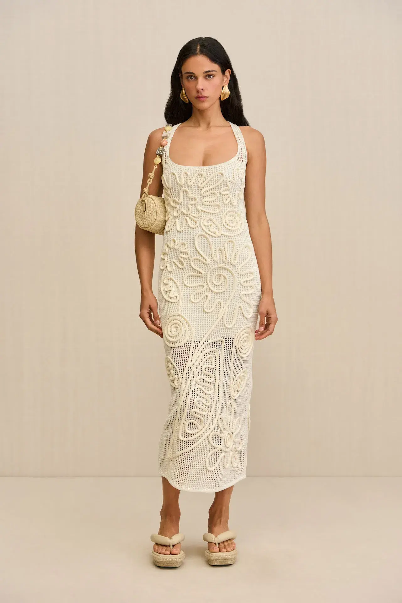 Cult Gaia Nissa Knit Midi Dress in Off White Size XS / AU 6 - Image 1