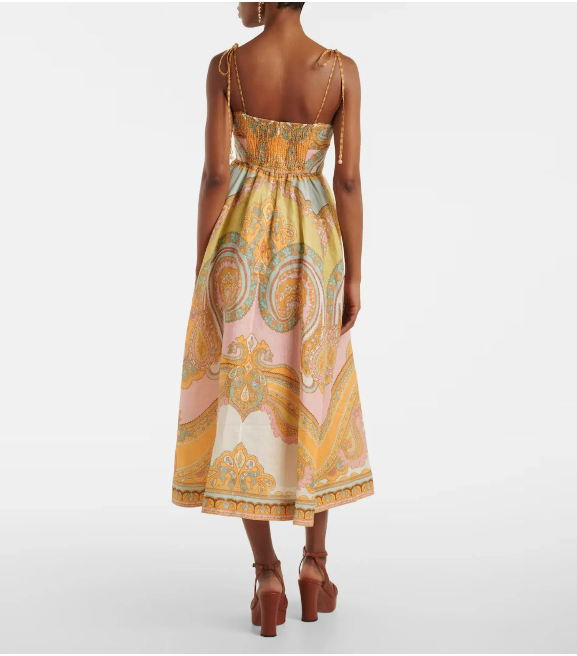Zimmermann Maxine Picnic Midi Dress in Gold Paisley Size 0 / AU 8 - Image 2
