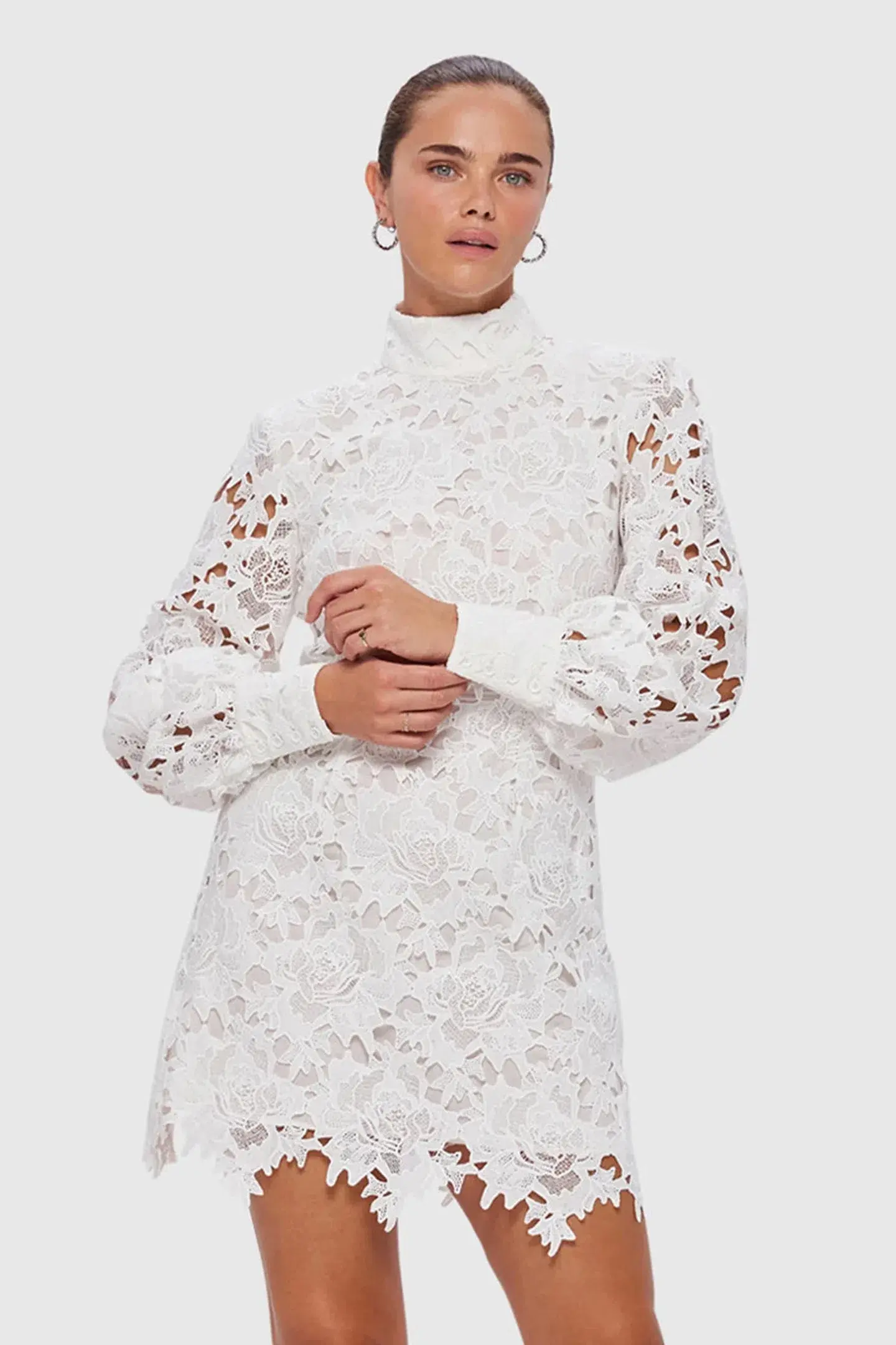 Leo Lin Isla Lace Mini Dress Snow Size 12 - Image 2