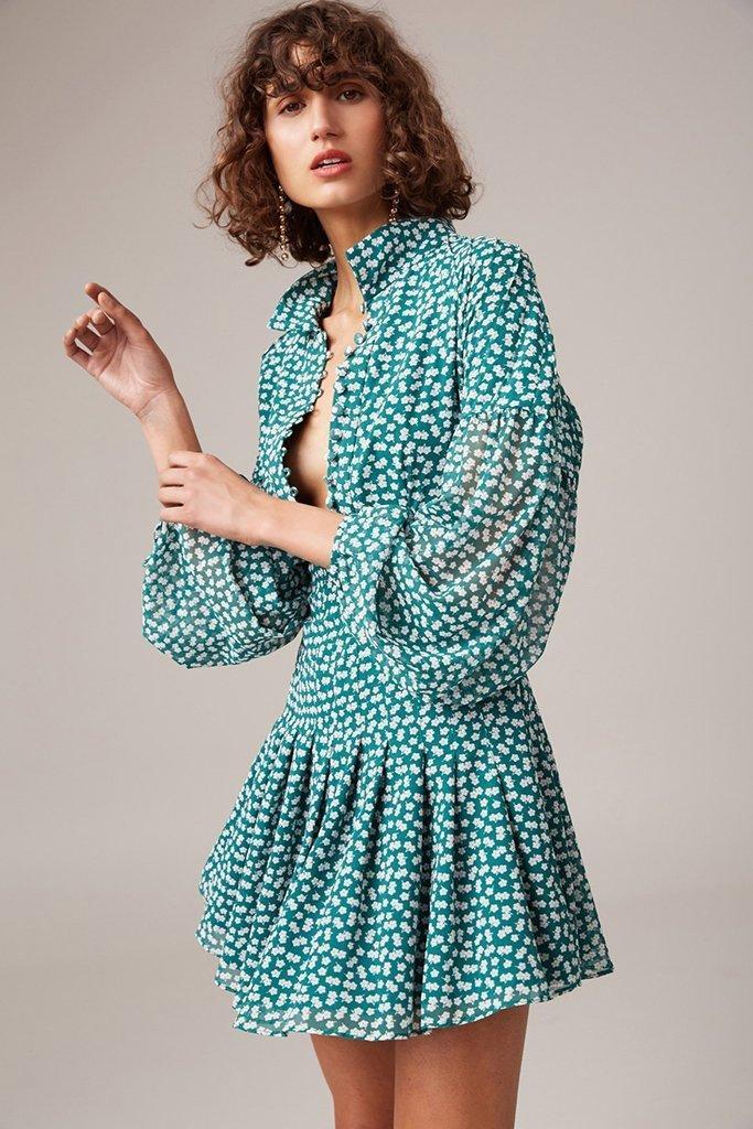 C/MEO COLLECTIVE Be About You Long Sleeve Dress Green Daisy Size 12 - Image 1