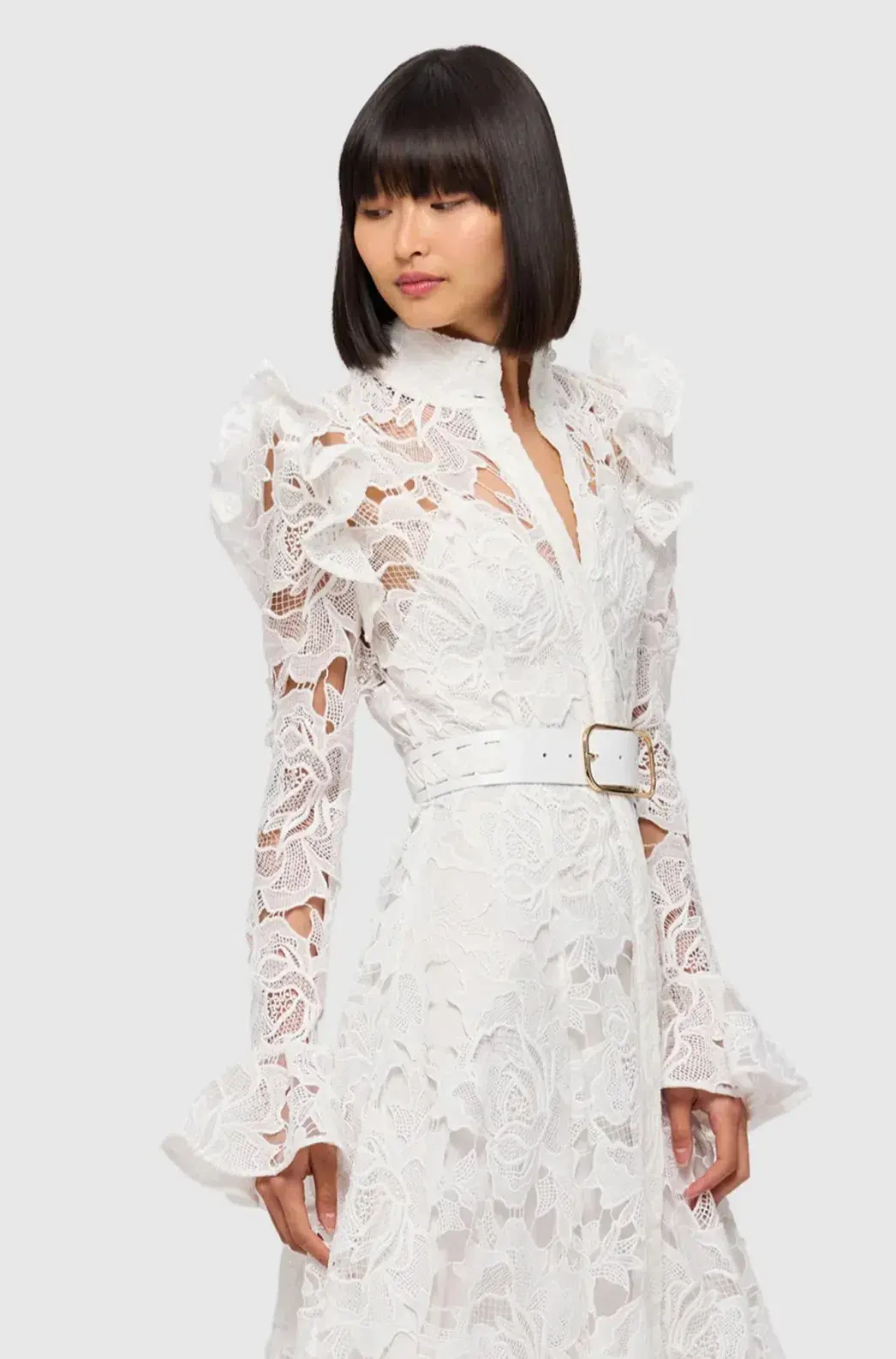 Leo Lin Leo Lin Aliyah Lace Butterfly Sleeve Midi Dress Snow Size AU 12 - Image 4