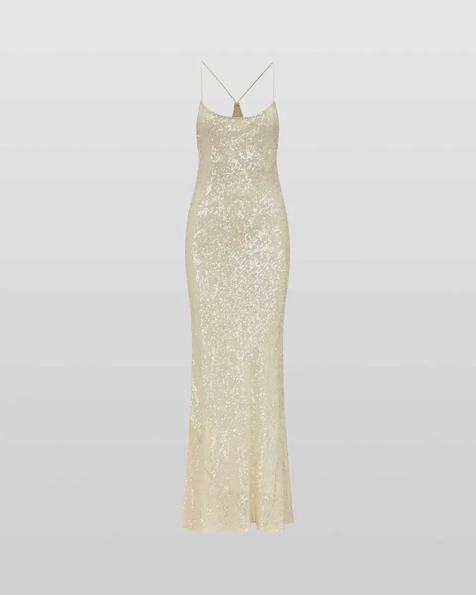Rat and Boa Olympia Sequin Maxi Dress Gold Size XXS / Size AU 4 for rent on The Volte - main image