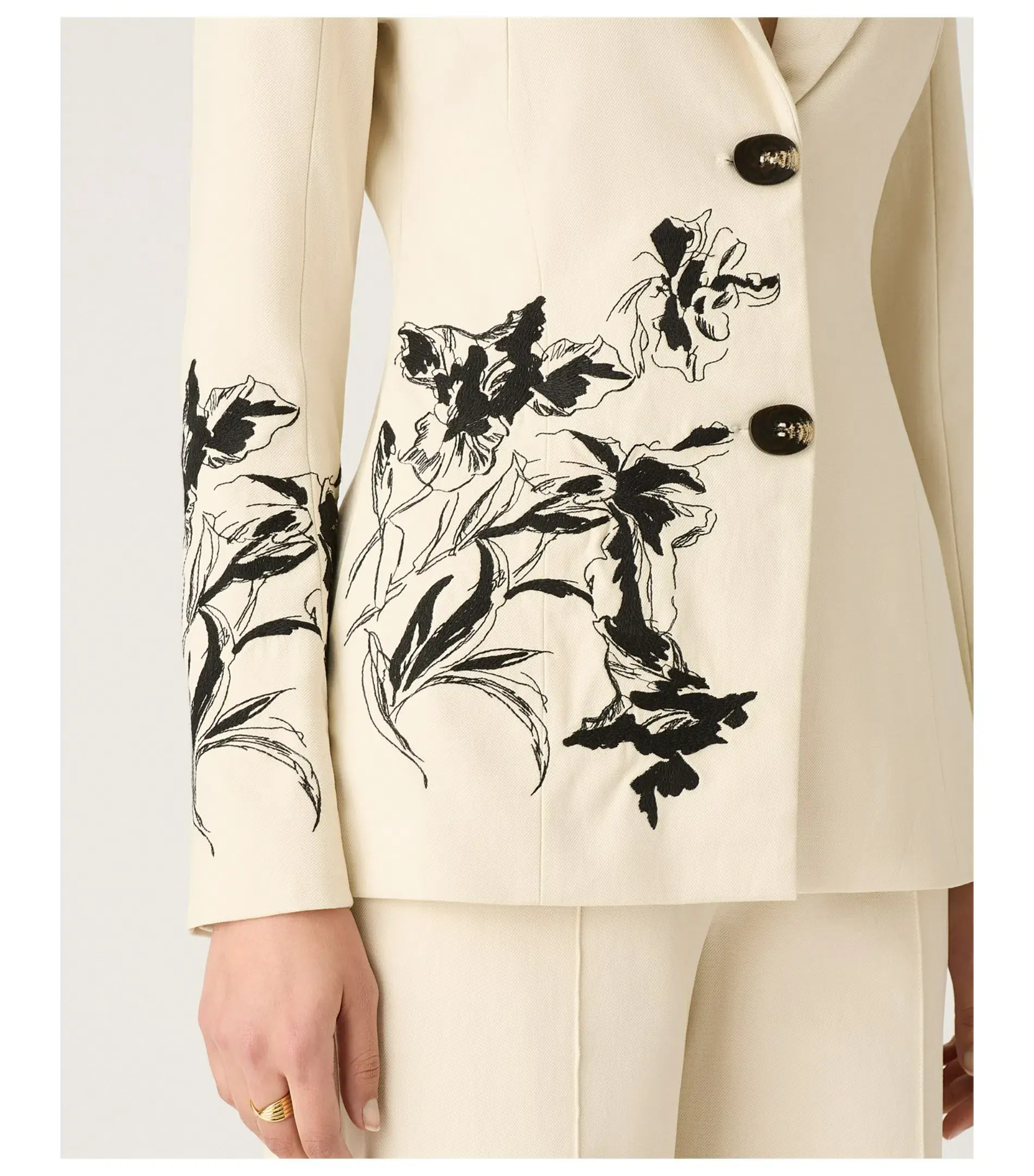 Mos The Label Lis Embroidery Blazer Ivory Size AU 16 - Image 4