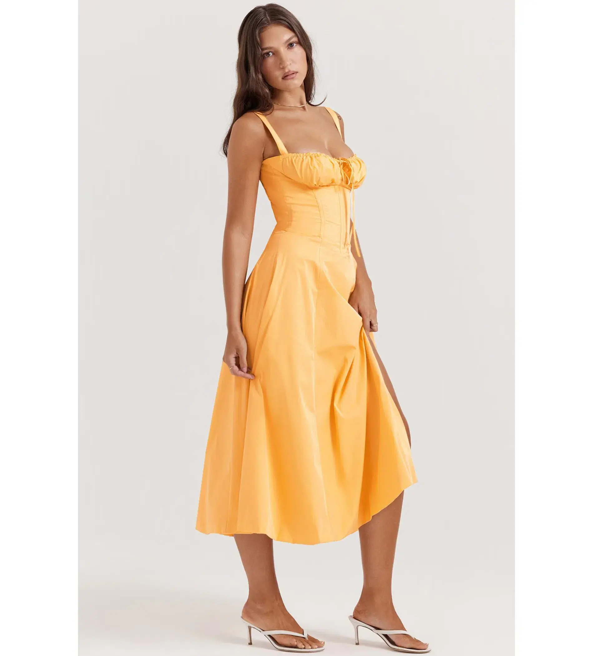 House of CB Carmen Bustier Midi Sundress Tangerine Size XS/AU 6 - Image 2