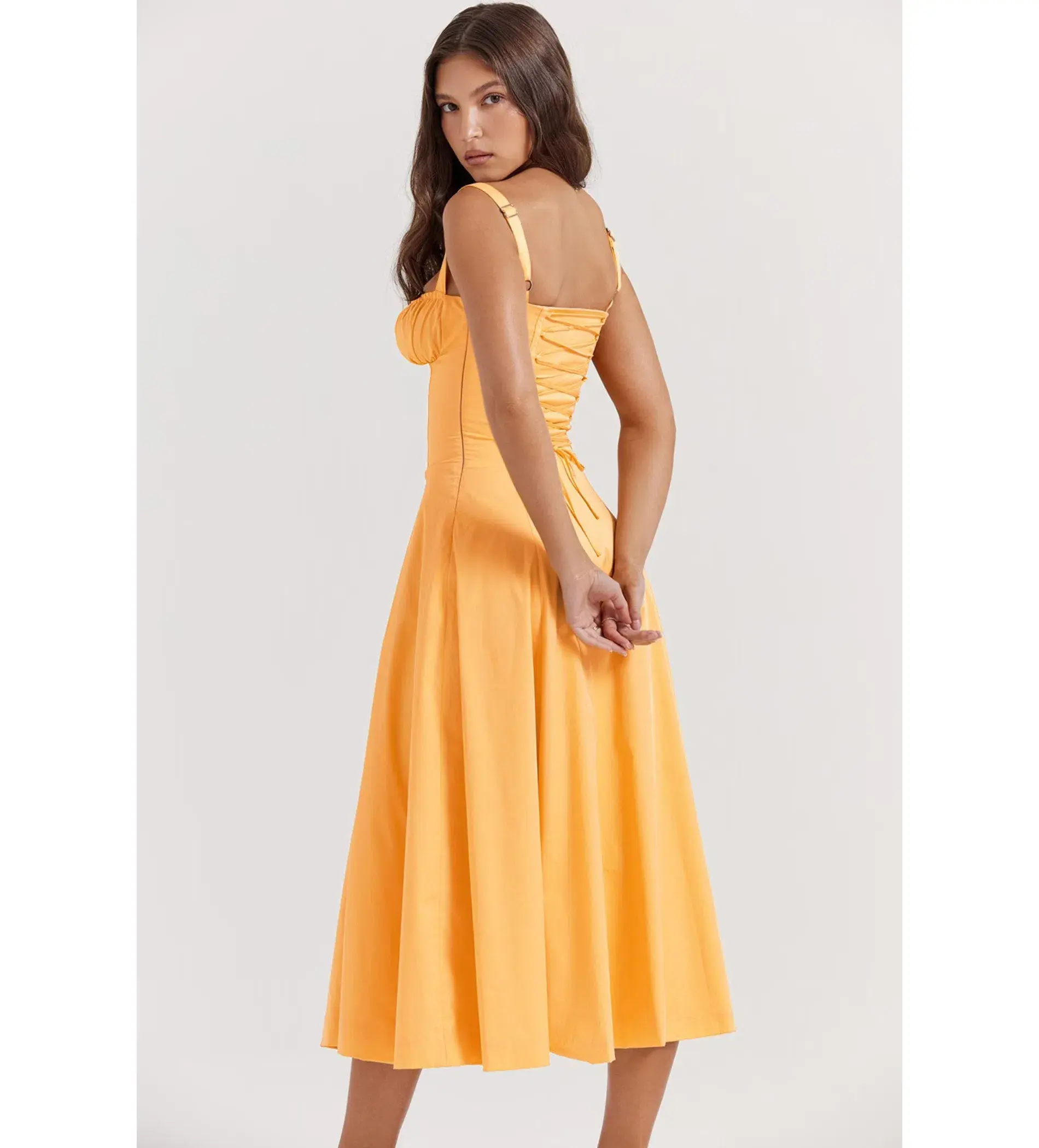 House of CB Carmen Bustier Midi Sundress Tangerine Size XS/AU 6 - Image 3