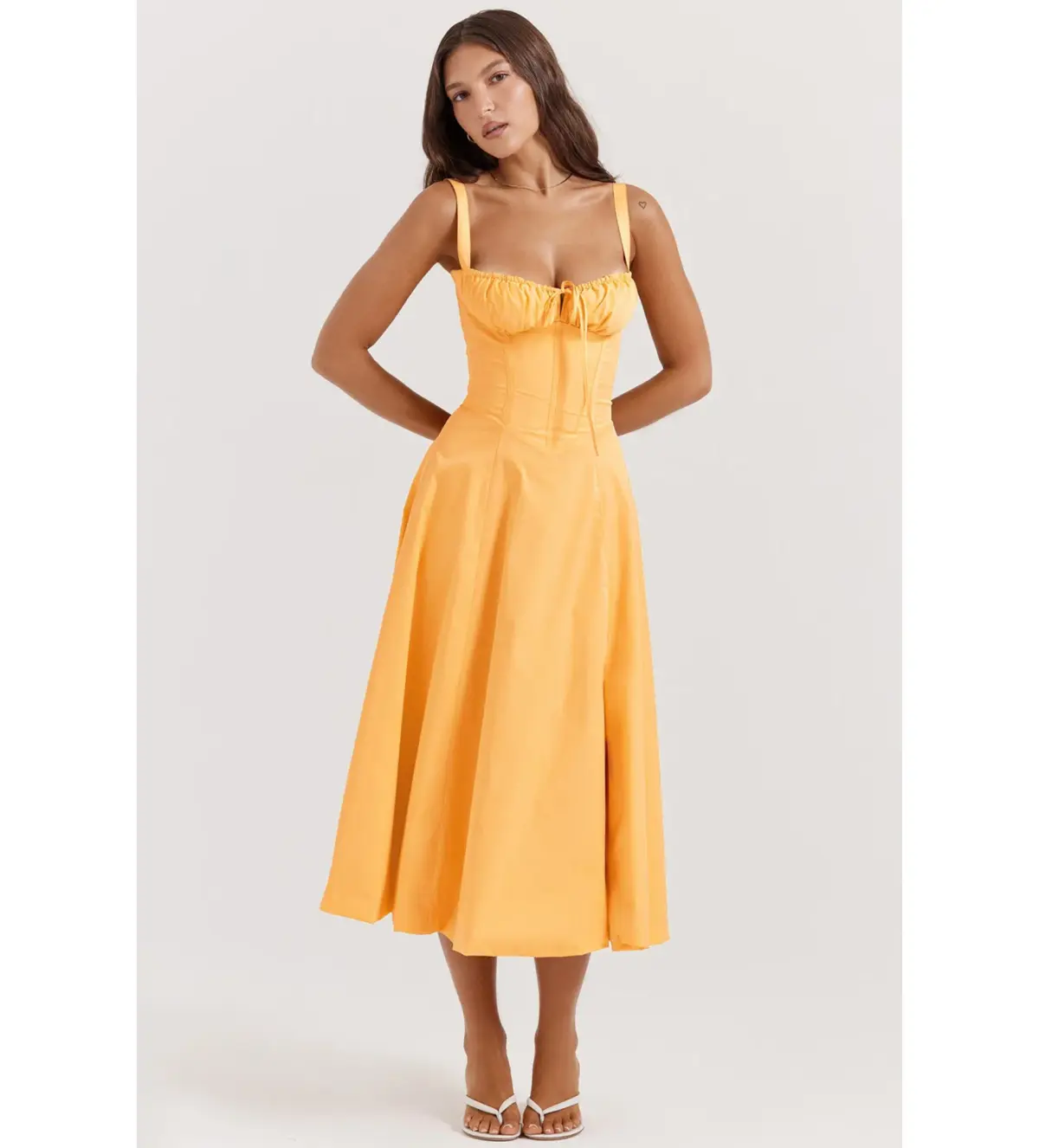 House of CB Carmen Bustier Midi Sundress Tangerine Size XS/AU 6 - Image 1