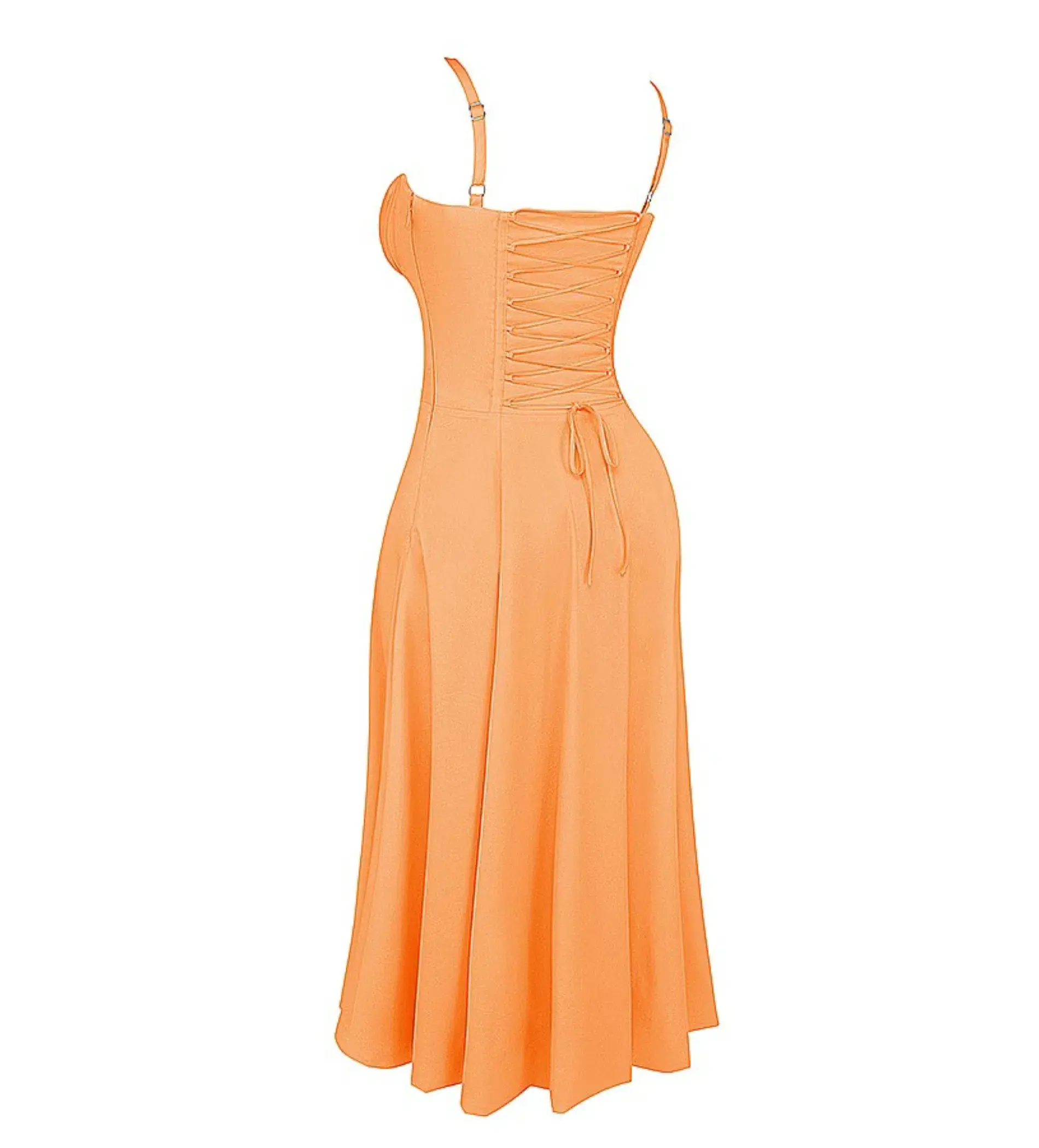 House of CB Carmen Bustier Midi Sundress Tangerine Size XS/AU 6 - Image 7