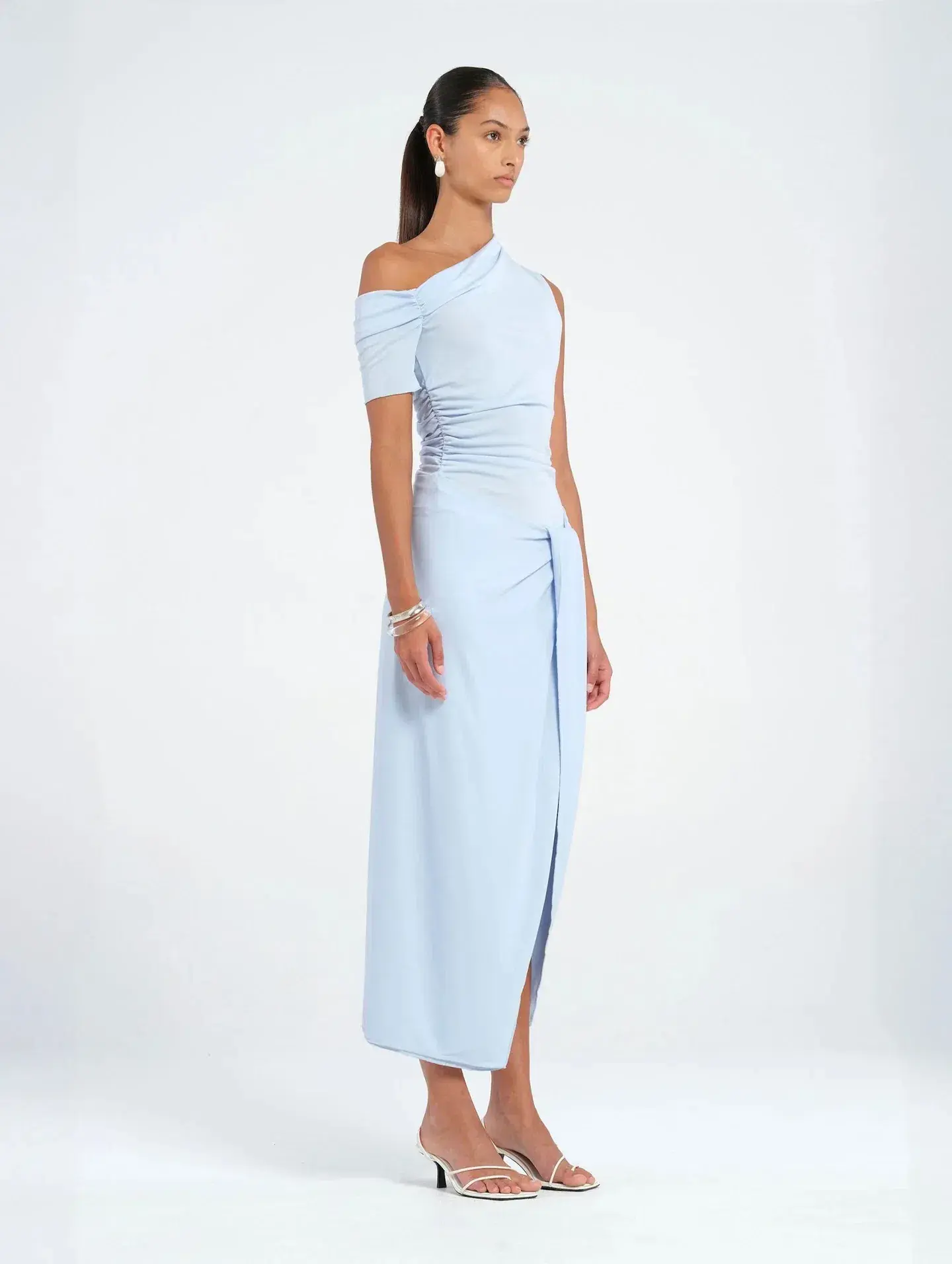 BENNI Cleo One Shoulder Maxi Dress Sky Size AU 8 - Image 2