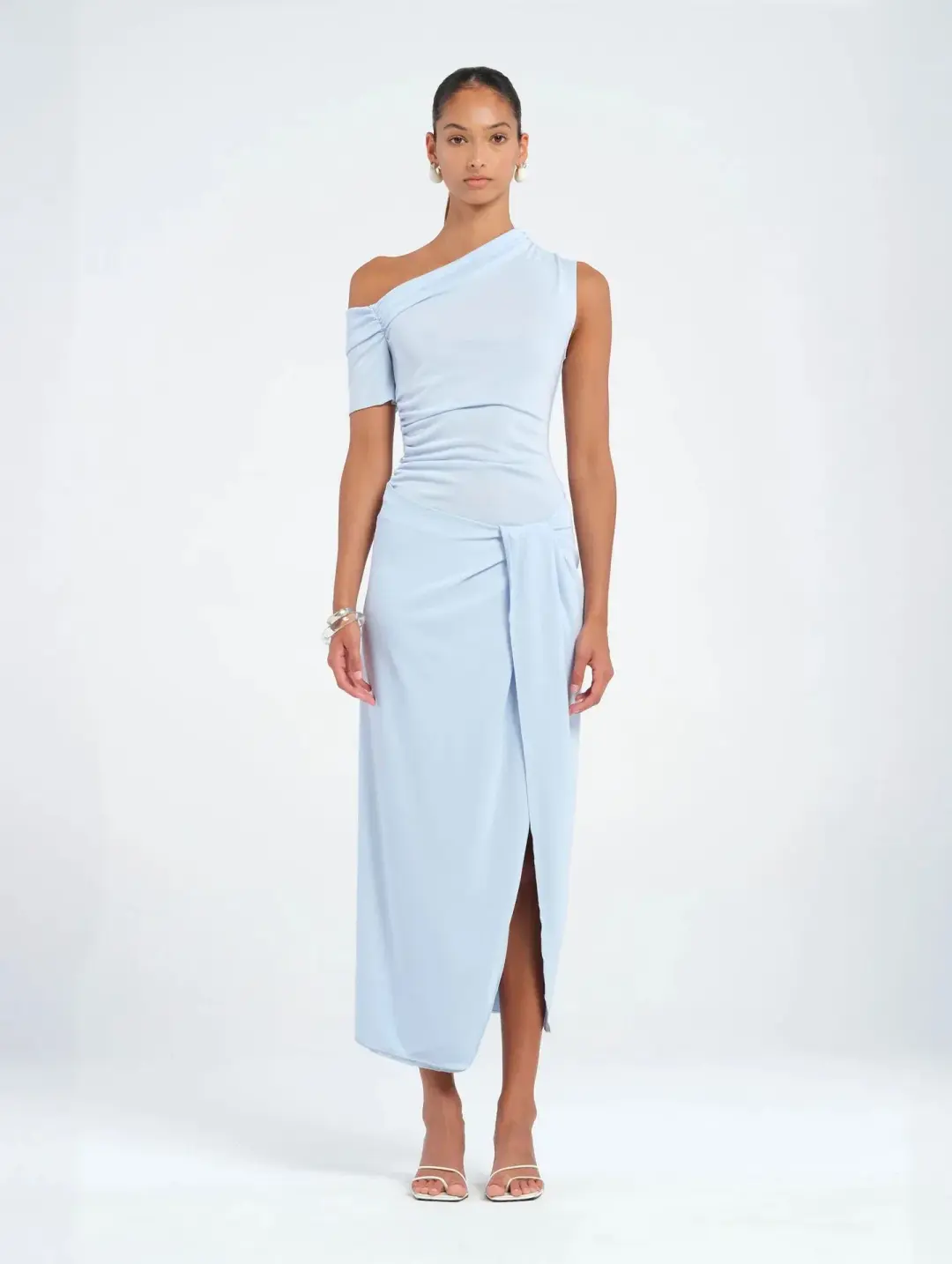 BENNI Cleo One Shoulder Maxi Dress Sky Size AU 8 for rent on The Volte - main image