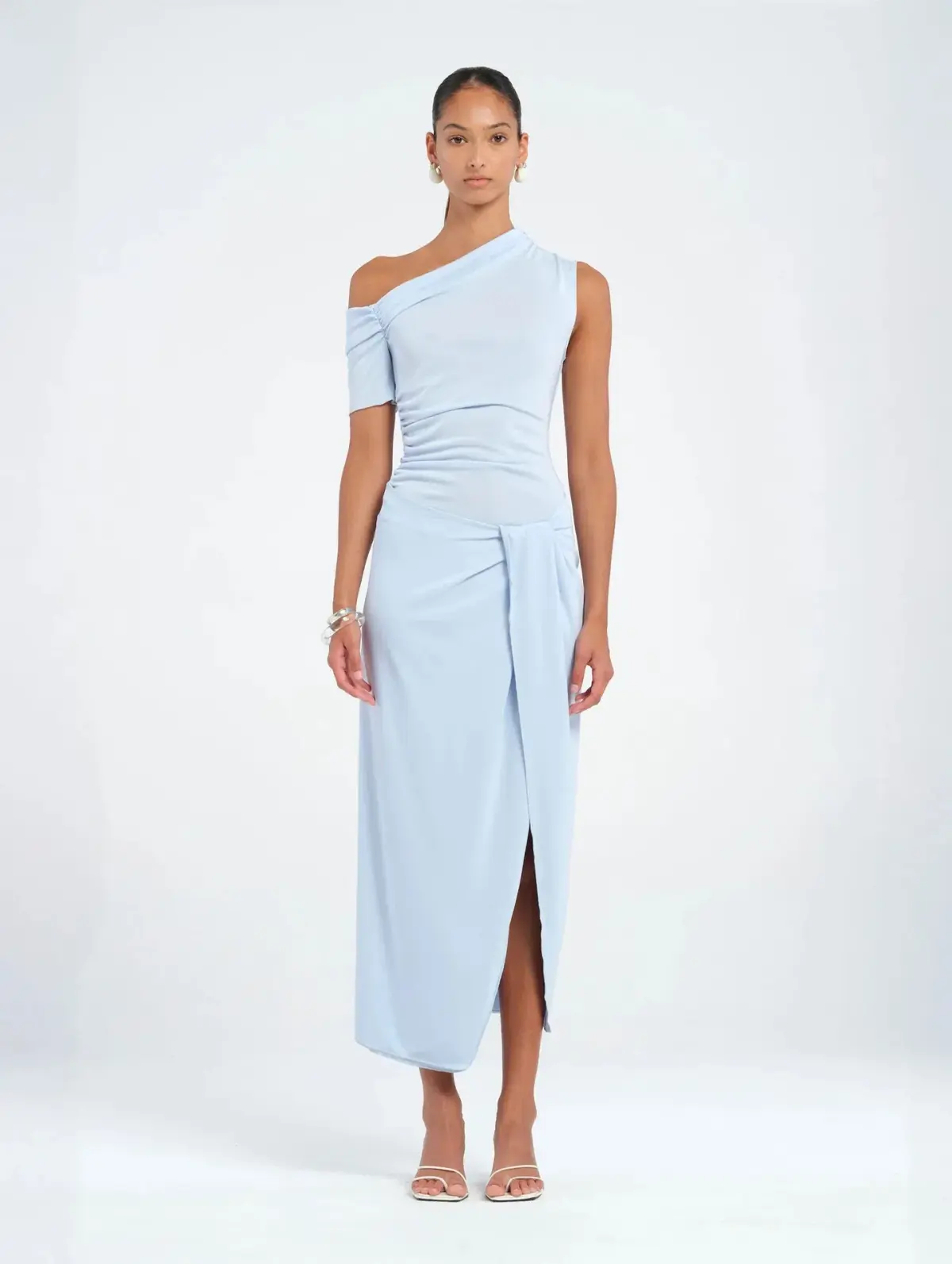 BENNI Cleo One Shoulder Maxi Dress Sky Size AU 8 - Image 1