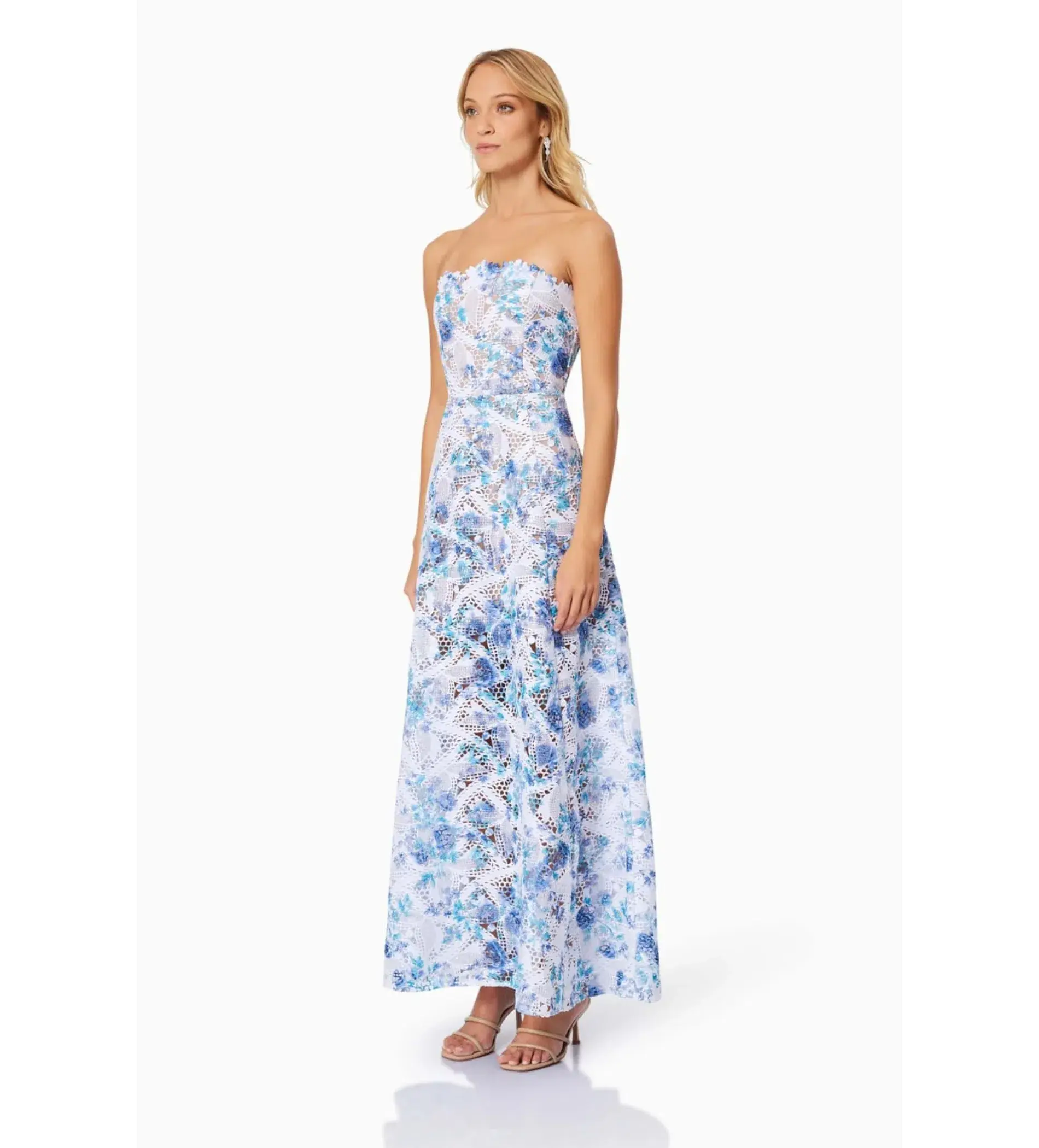 Elliatt Savannah Fitted Strapless Maxi Dress Multi Floral Size M/AU 10 - Image 2