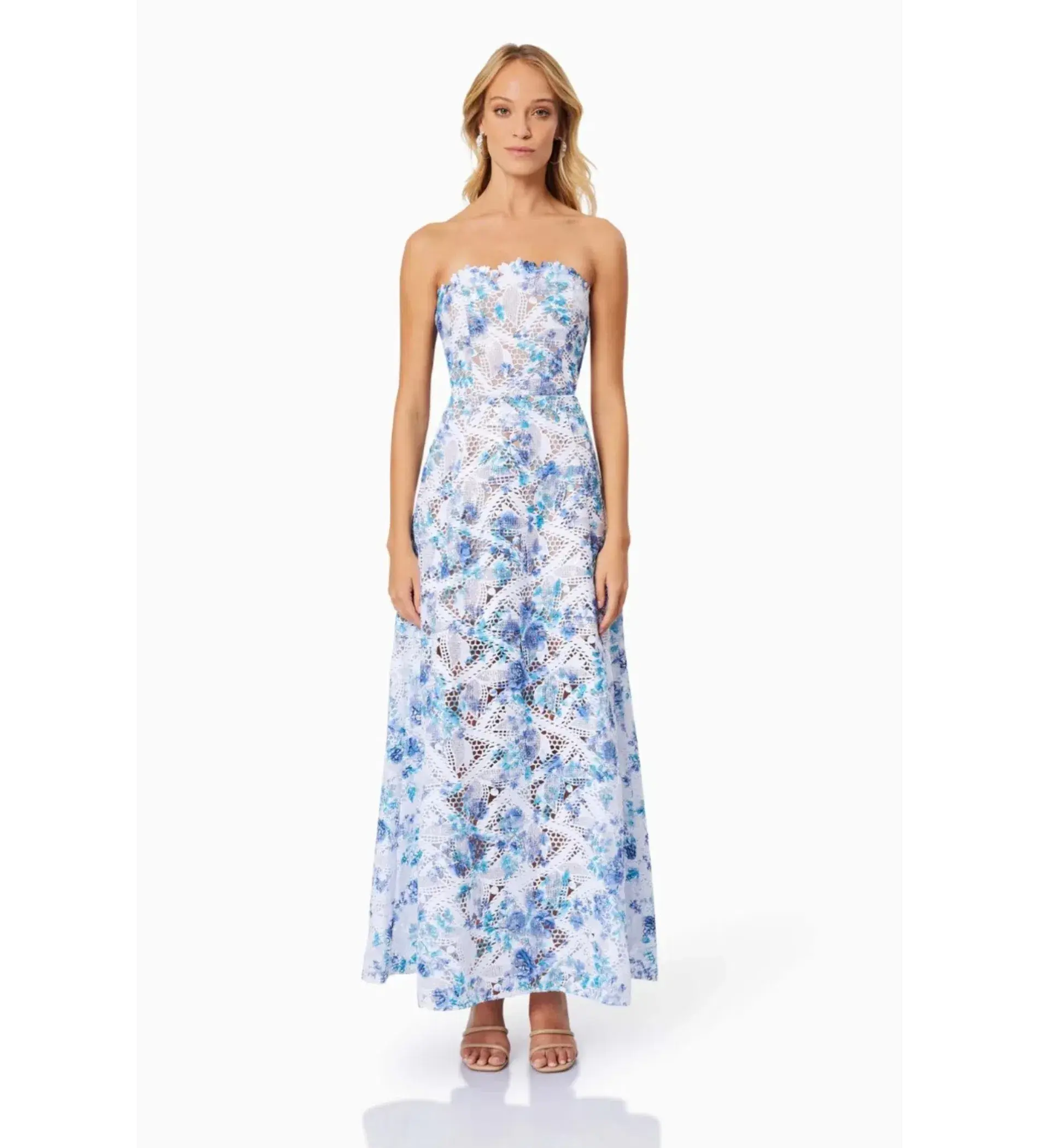 Elliatt Savannah Fitted Strapless Maxi Dress Multi Floral Size M/AU 10 - Image 1