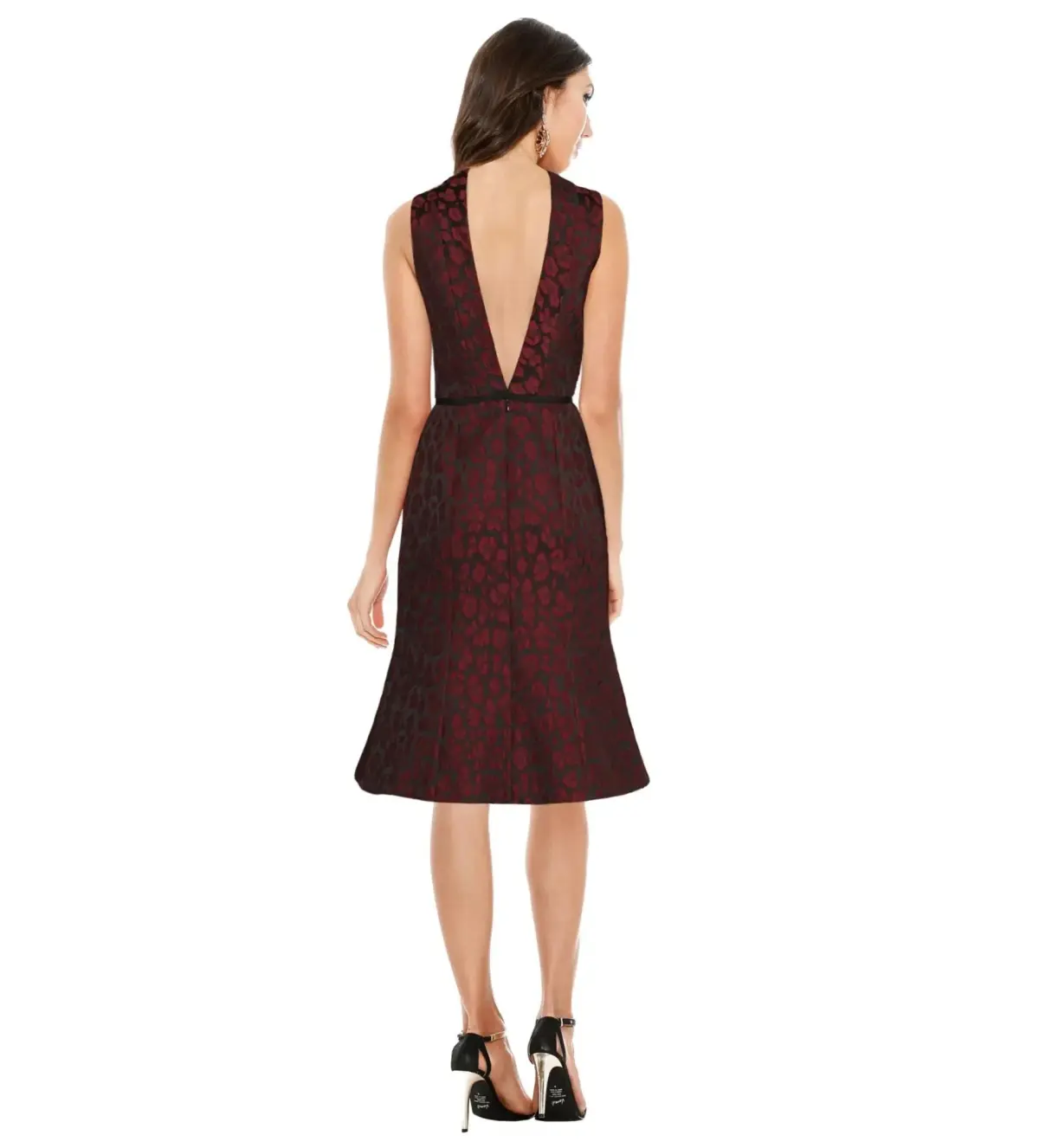 Camilla and Marc Monochrome Knee-Length Dress Burgundy Print Size AU 12 - Image 2