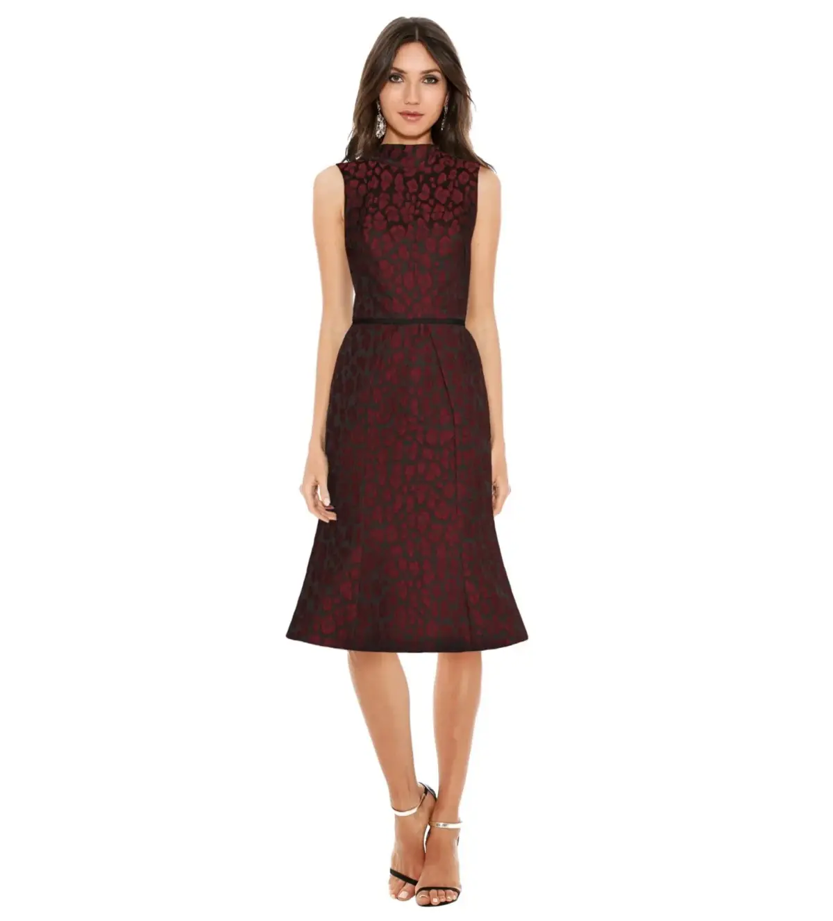 Camilla and Marc Monochrome Knee-Length Dress Burgundy Print Size AU 12 - Image 1