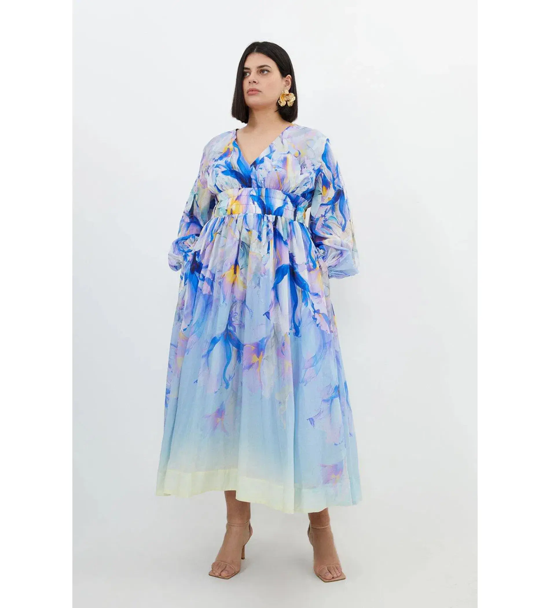 Karen Millen Ombre Floral Silk Maxi Dress Multi Size 22  - Image 1