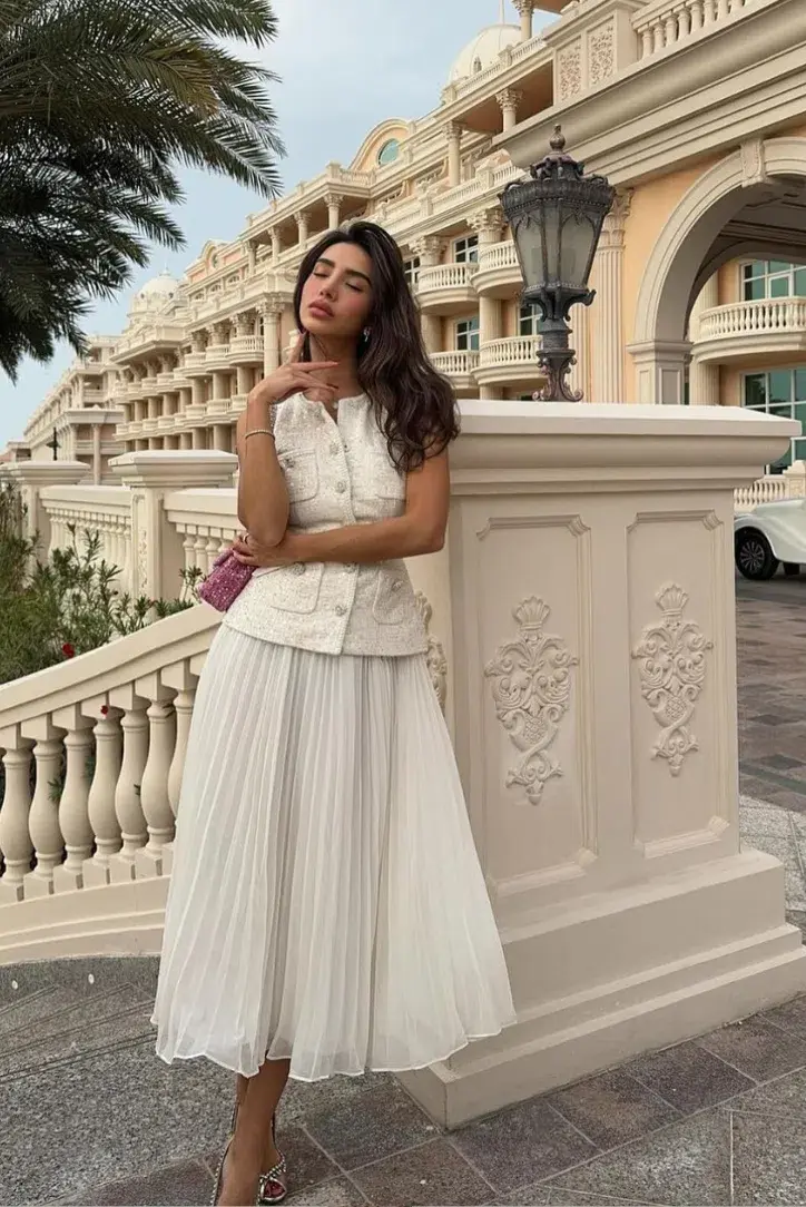 Self-portrait Sequined Bouclé Midi Dress White Size AU 10 for rent on The Volte - main image