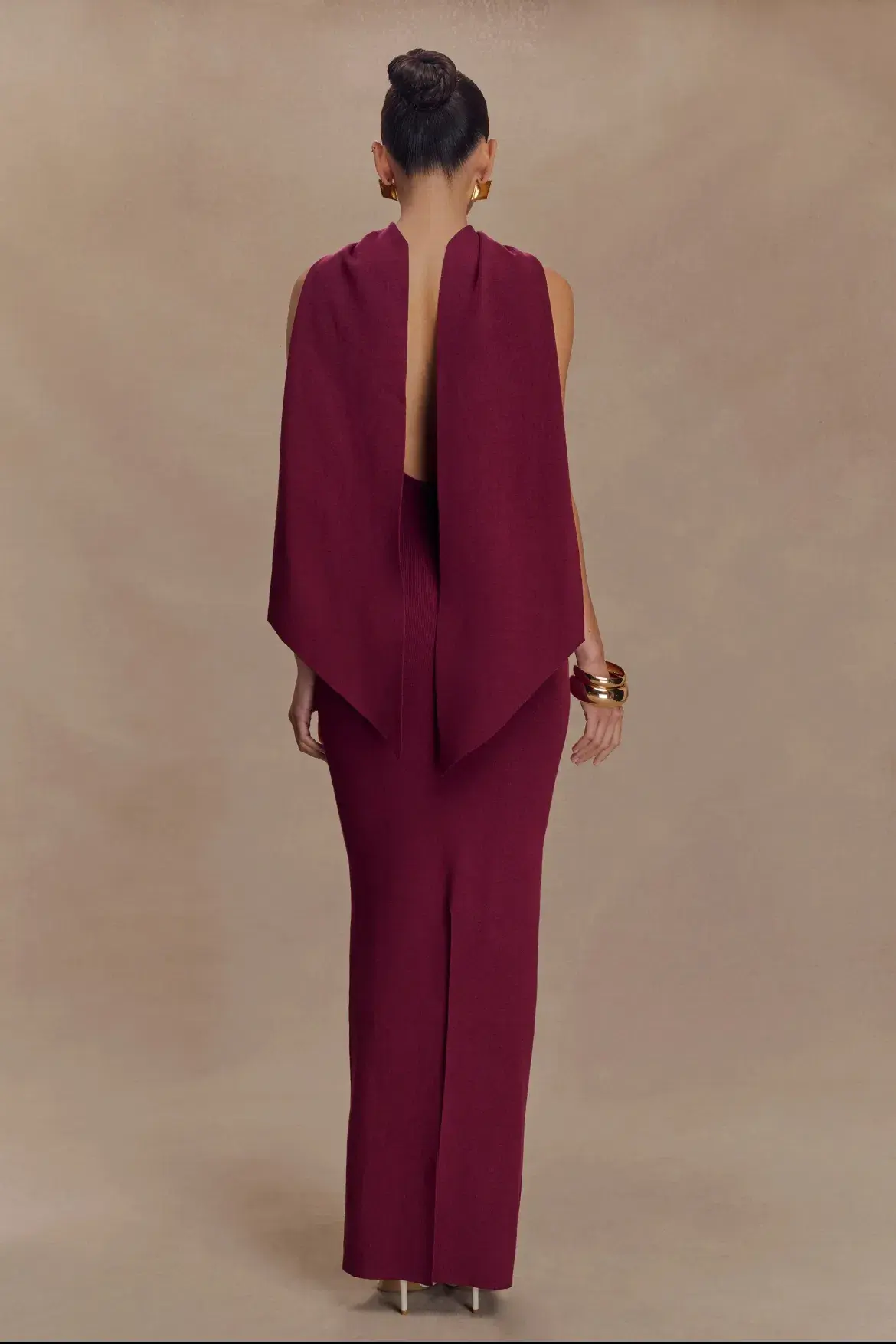 Meshki Knit Scarf Maxi Dress  Merlot Size 8 - Image 2