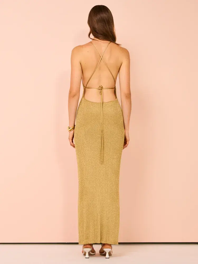 Camilla and Marc Nox Metallic Knit Dress in Gold  Size 10 - Image 2