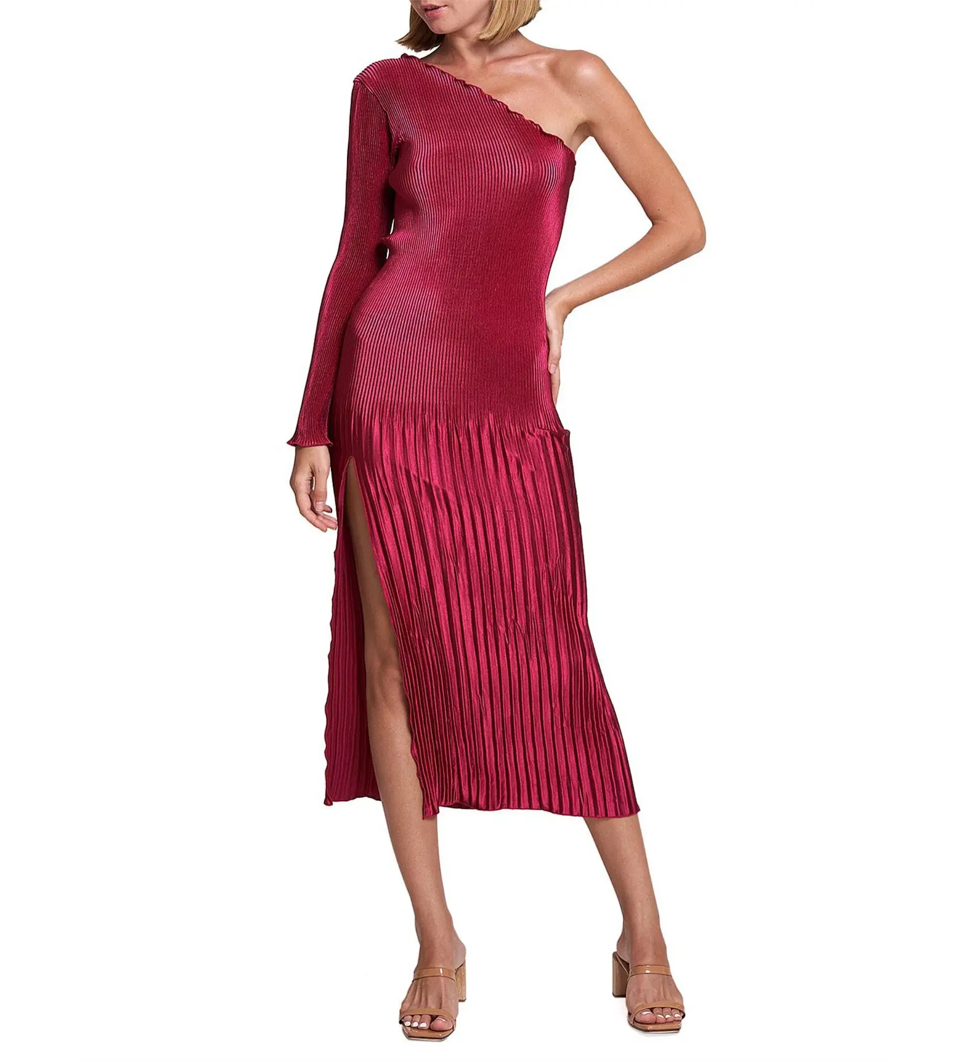 L'Idee Soirée One Shoulder Sleeve Gigi Gown Red Size AU 8 - Image 1