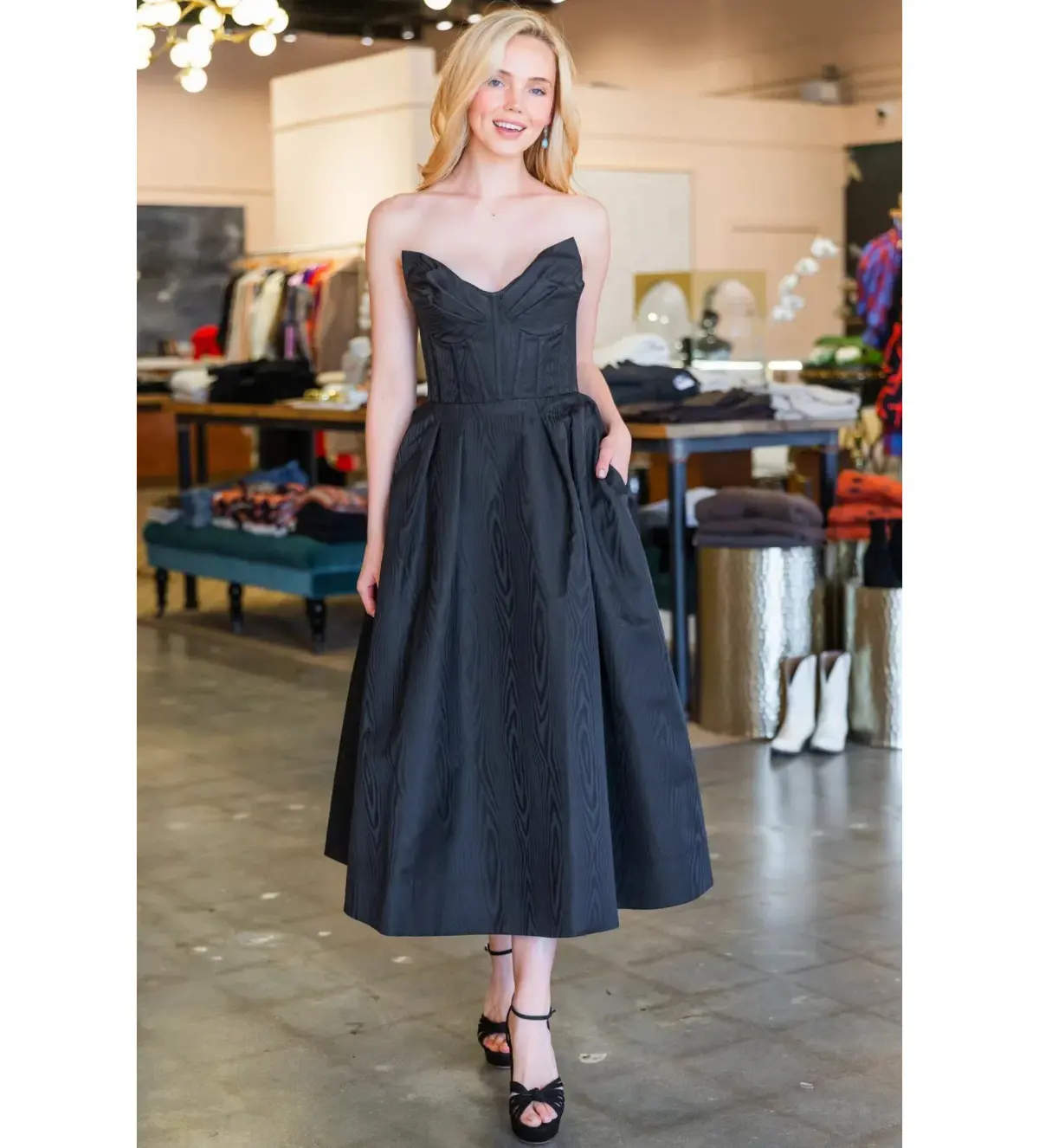Rebecca Vallance Luiza Strapless Midi Dress Black Size AU 8 - Image 5