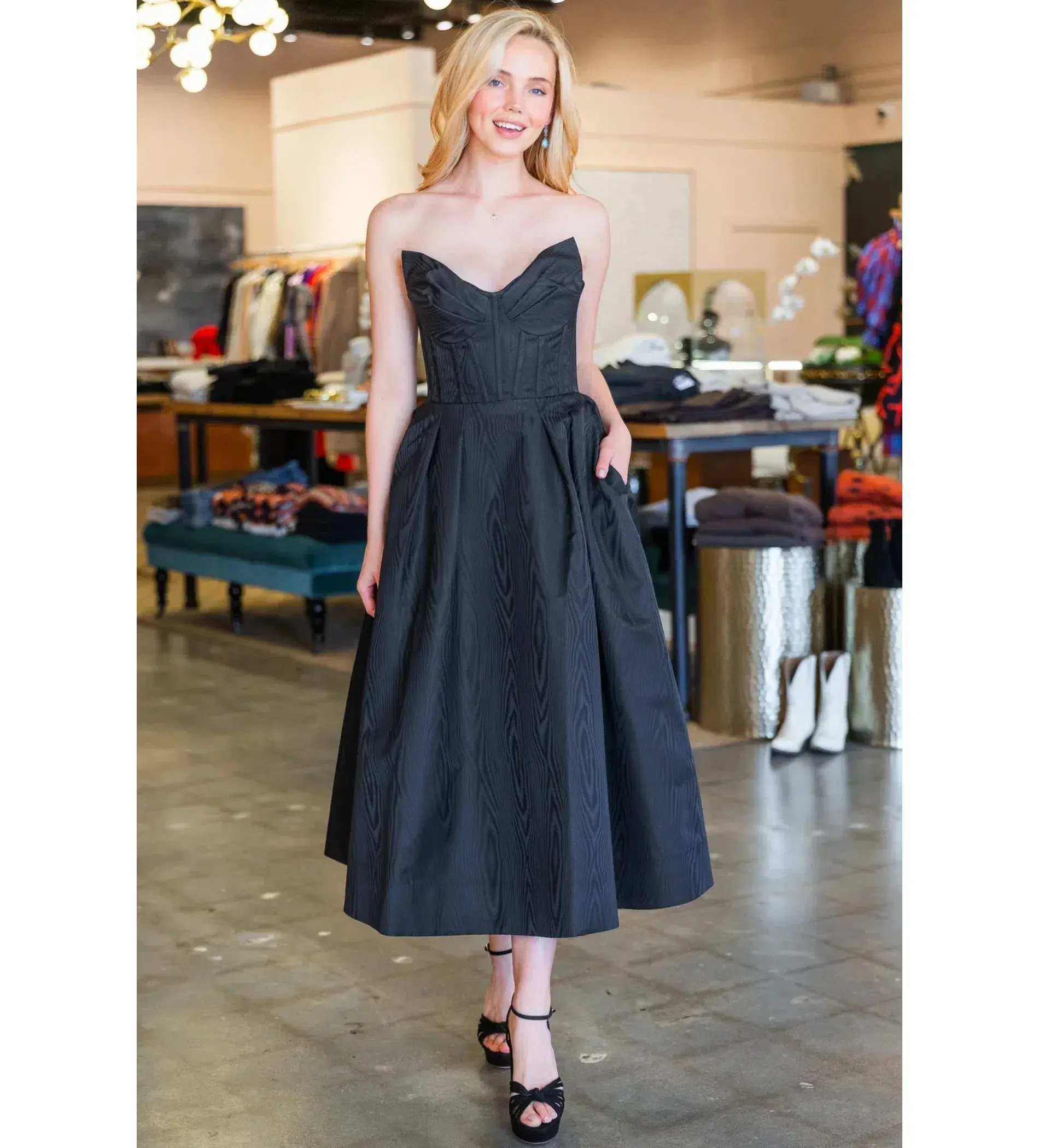 Rebecca Vallance Luiza Strapless Midi Dress Black Size AU 8 - Image 5