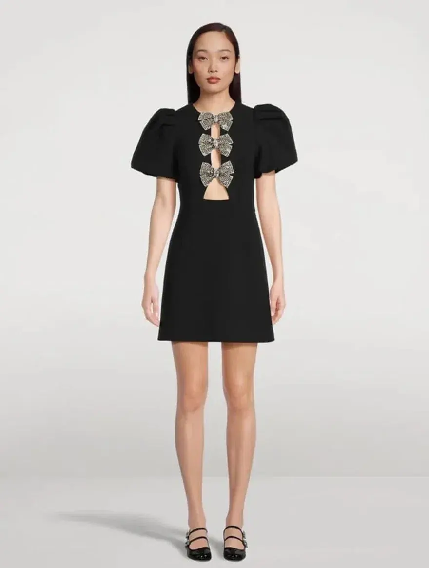 Rebecca Vallance Julianna Puff Sleeve Mini Dress Black Size 8  - Image 1