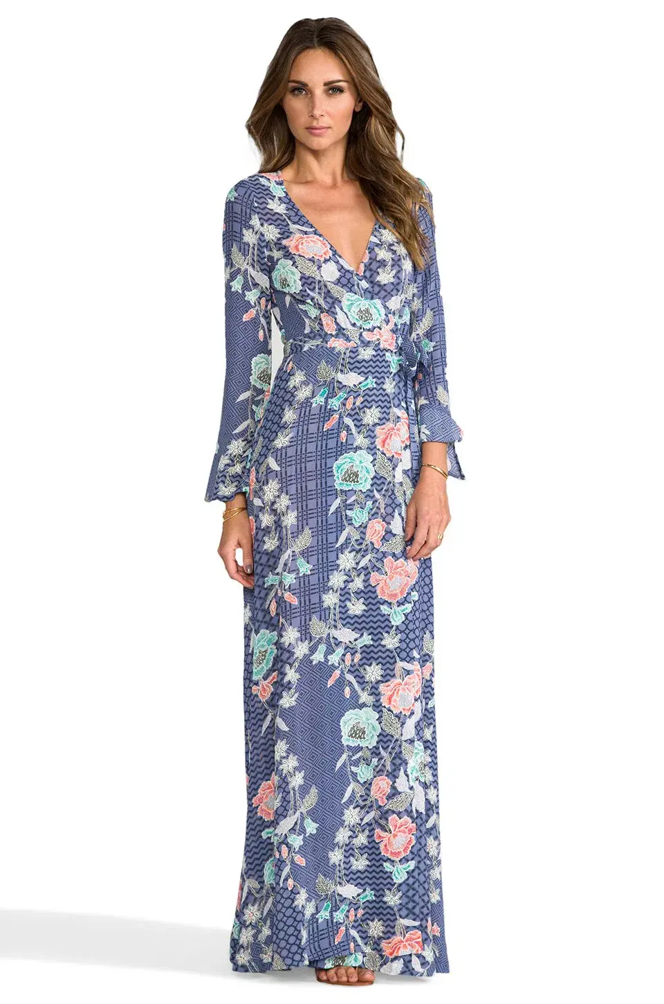 Tigerlily Batik Floral Wrap Dress in  Cornflower Size 10 - Image 2