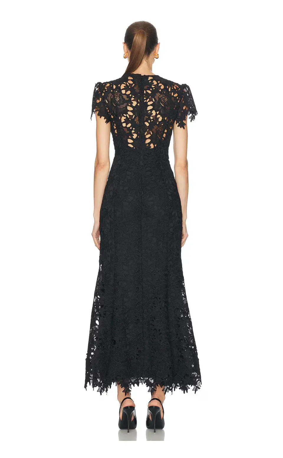 Leo Lin Monique Embroidered Lace Maxi Dress Black Size 8 - Image 3