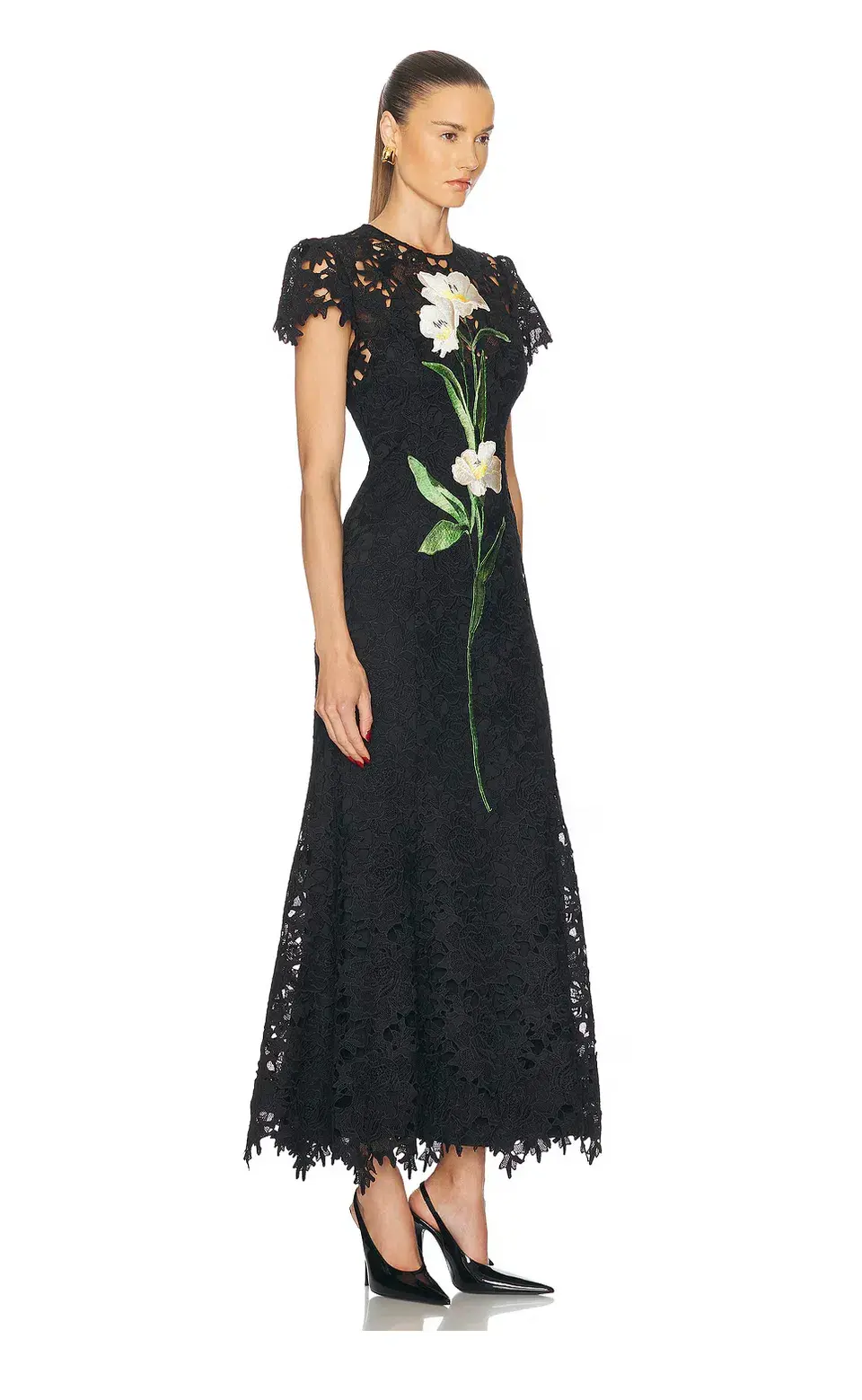 Leo Lin Monique Embroidered Lace Maxi Dress Black Size 8 - Image 2