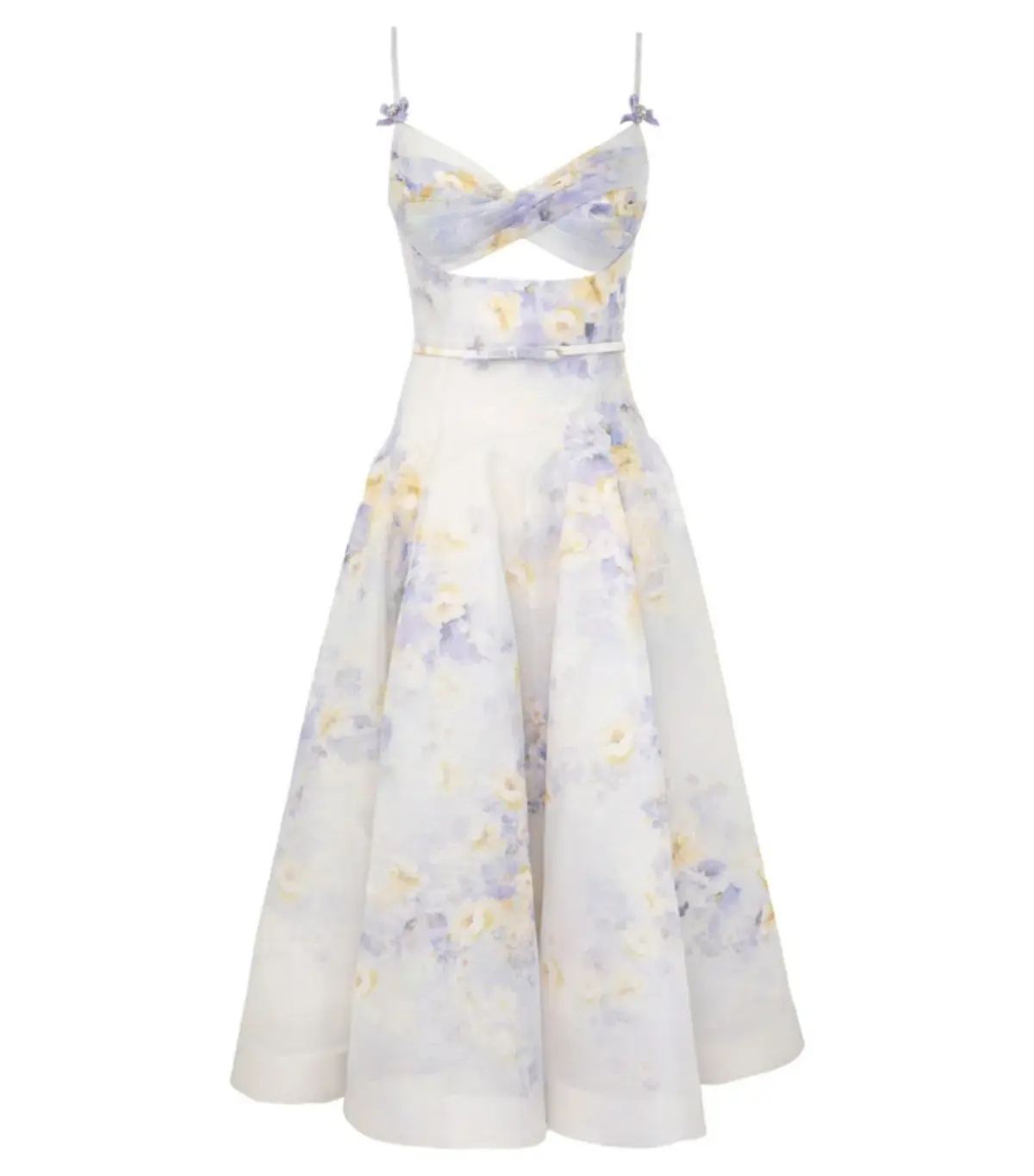 Zimmermann Crush Twist Front Midi Dress Lilac Floral Size AU 10 - Image 4