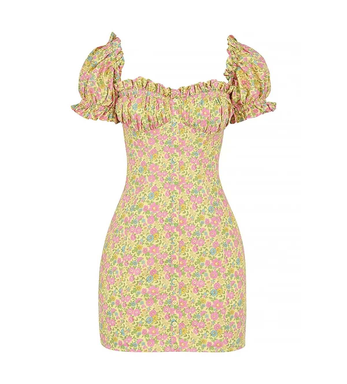 House of CB Tanaya Vintage Floral Puff Sleeve Mini Dress in Floral Size 8/S - Image 4