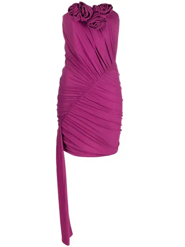 Magda Butrym Strapless Violet Sash Mini Dress Pink  Size S/Au 8  for rent on The Volte - main image