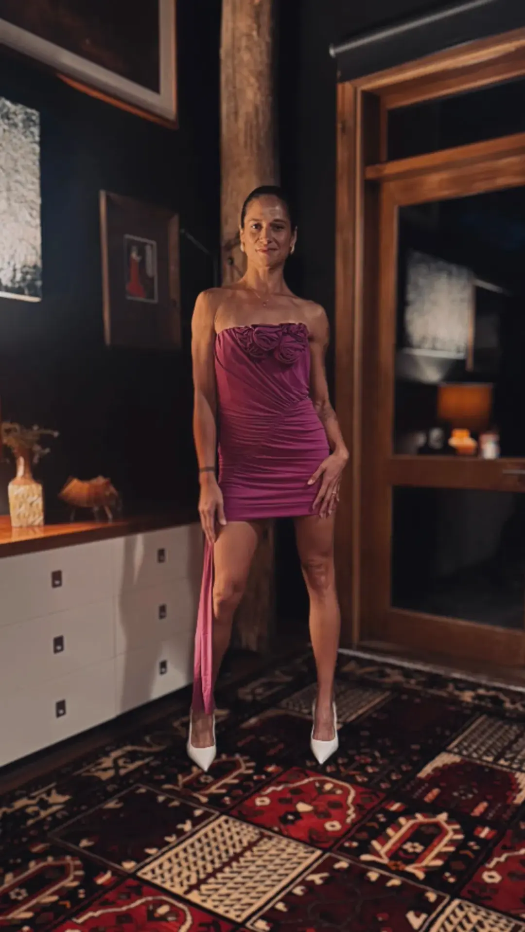 Magda Butrym Strapless Violet Sash Mini Dress Pink  Size S/Au 8  for rent on The Volte - main image