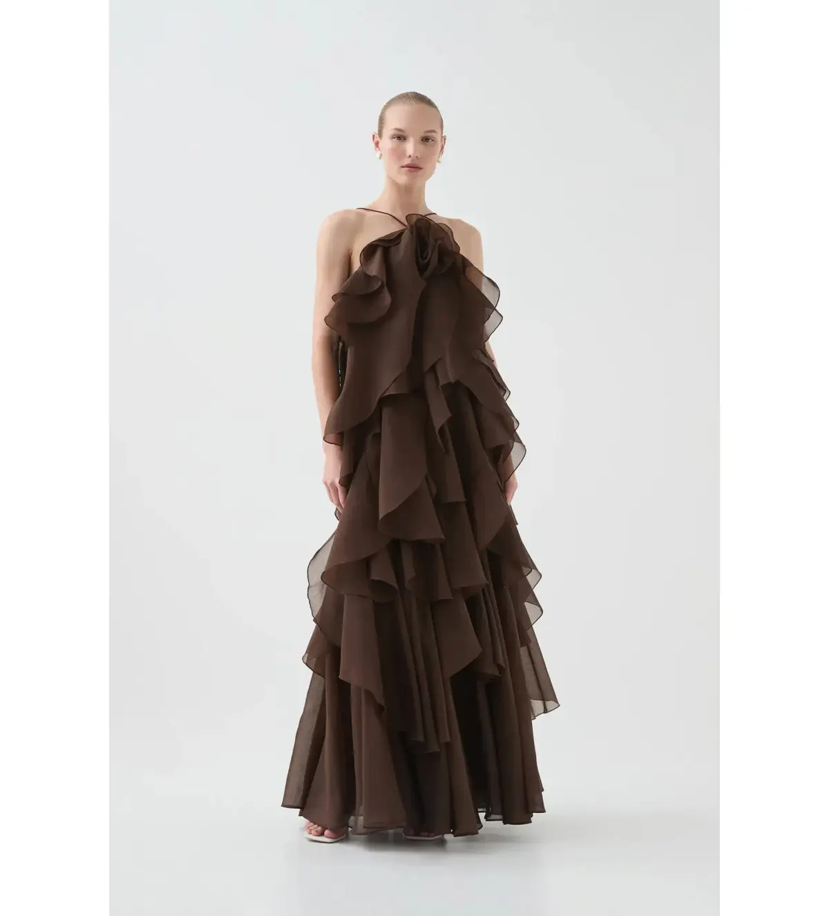 Aje Pandorea Layered Maxi Dress Carob Size 10 - Image 1
