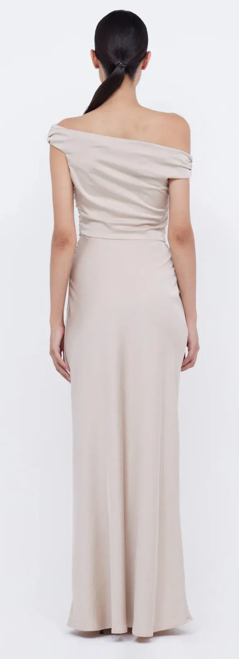 Bec & Bridge Eternity Off Shoulder Maxi dress in Sand Size AU 12 - Image 4