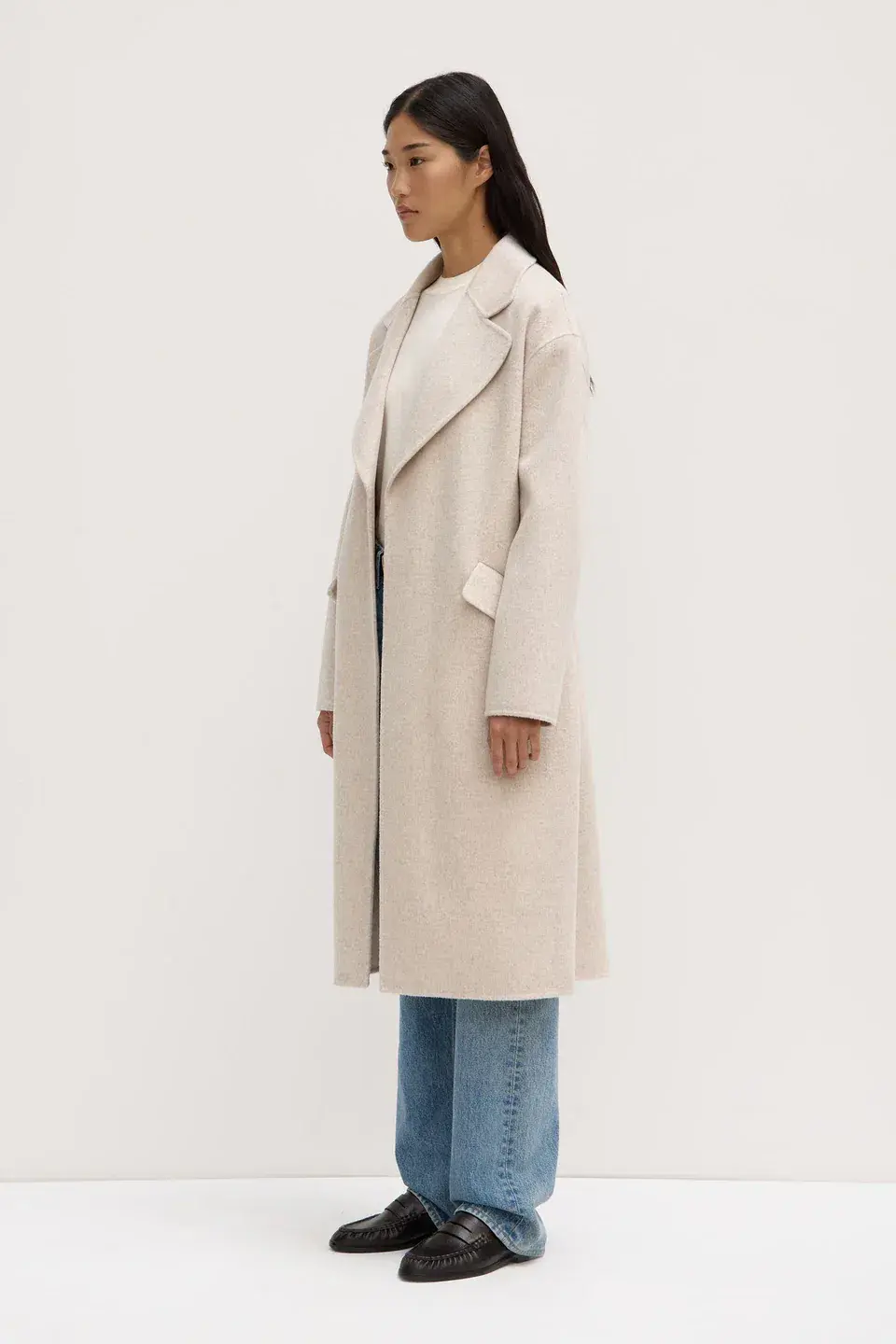 Assembly Label Sadie Single Breasted Wool Coat Oat Marle Cream Size 10 - Image 2