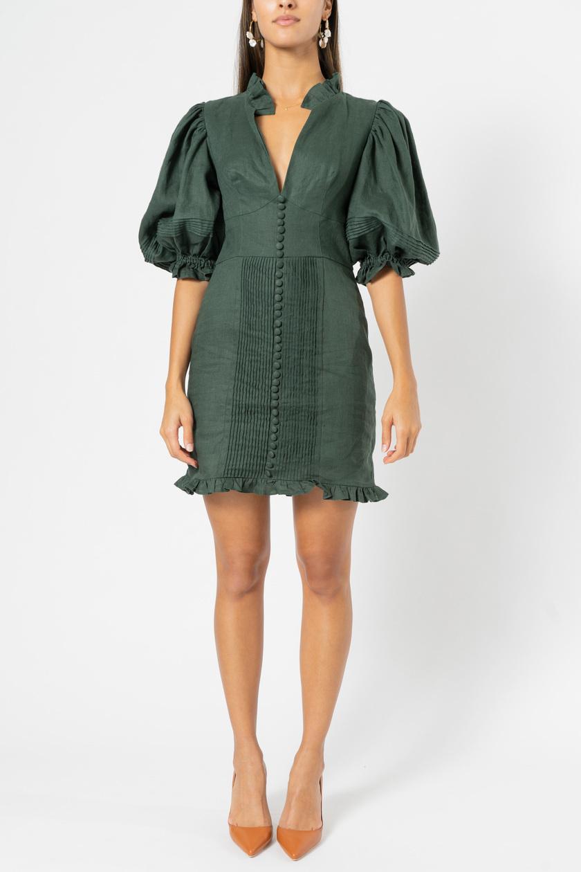 Joslin Riley Linen Dress Forest Green Size 8