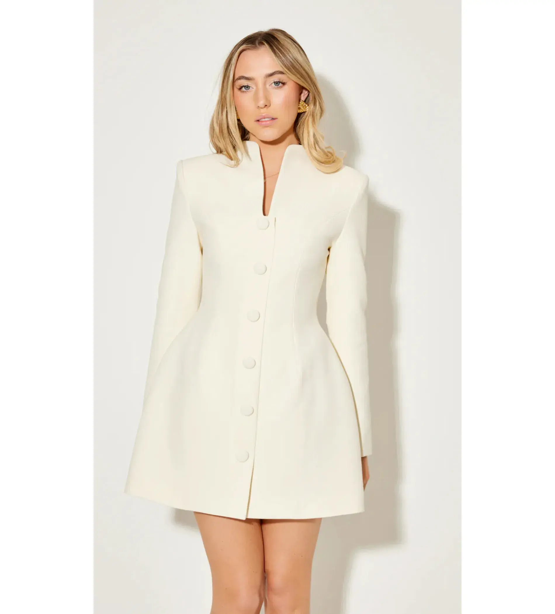 Odd Muse The Ultimate Muse Long Sleeve Button Down Mini Dress in Ecru Size AU 6 - Image 2