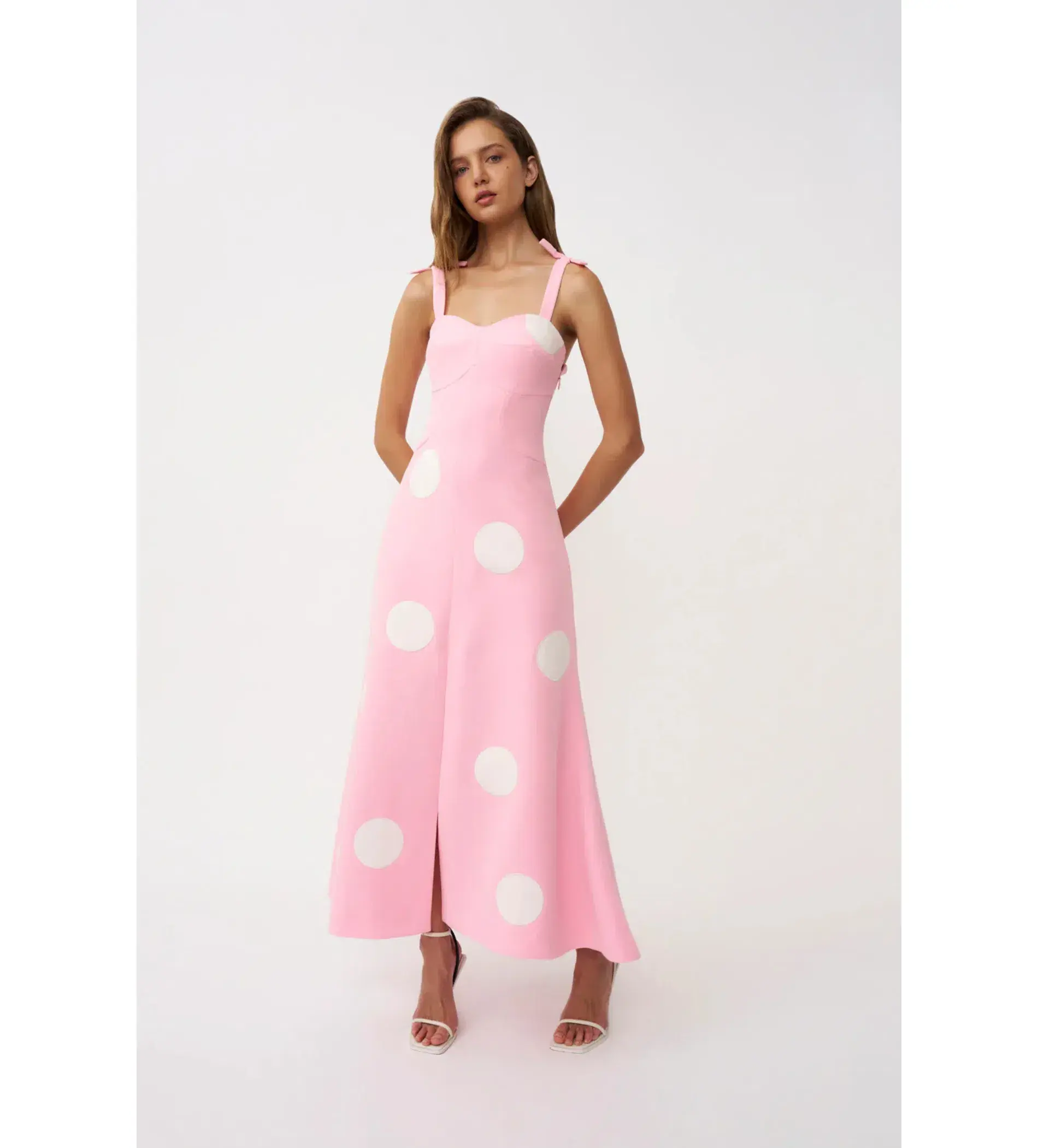 By Johnny Dolcetto Spot Ankle Dress in Pink Ivory Size 10 - Image 2