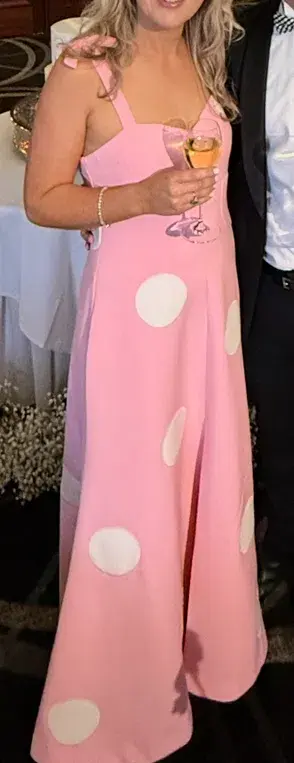 By Johnny Dolcetto Spot Ankle Dress in Pink Ivory Size 10 - Image 7